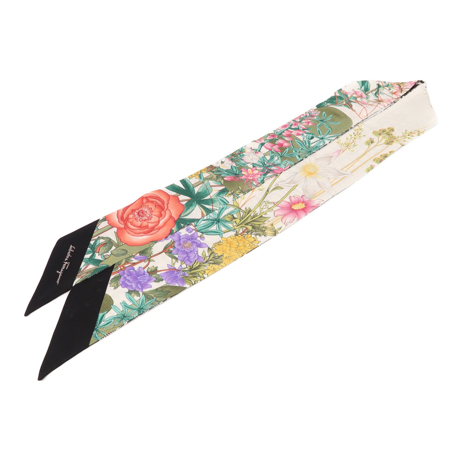 Salvatore Ferragamo 【激減優惠】絲質Scarf絲巾白色/黑色