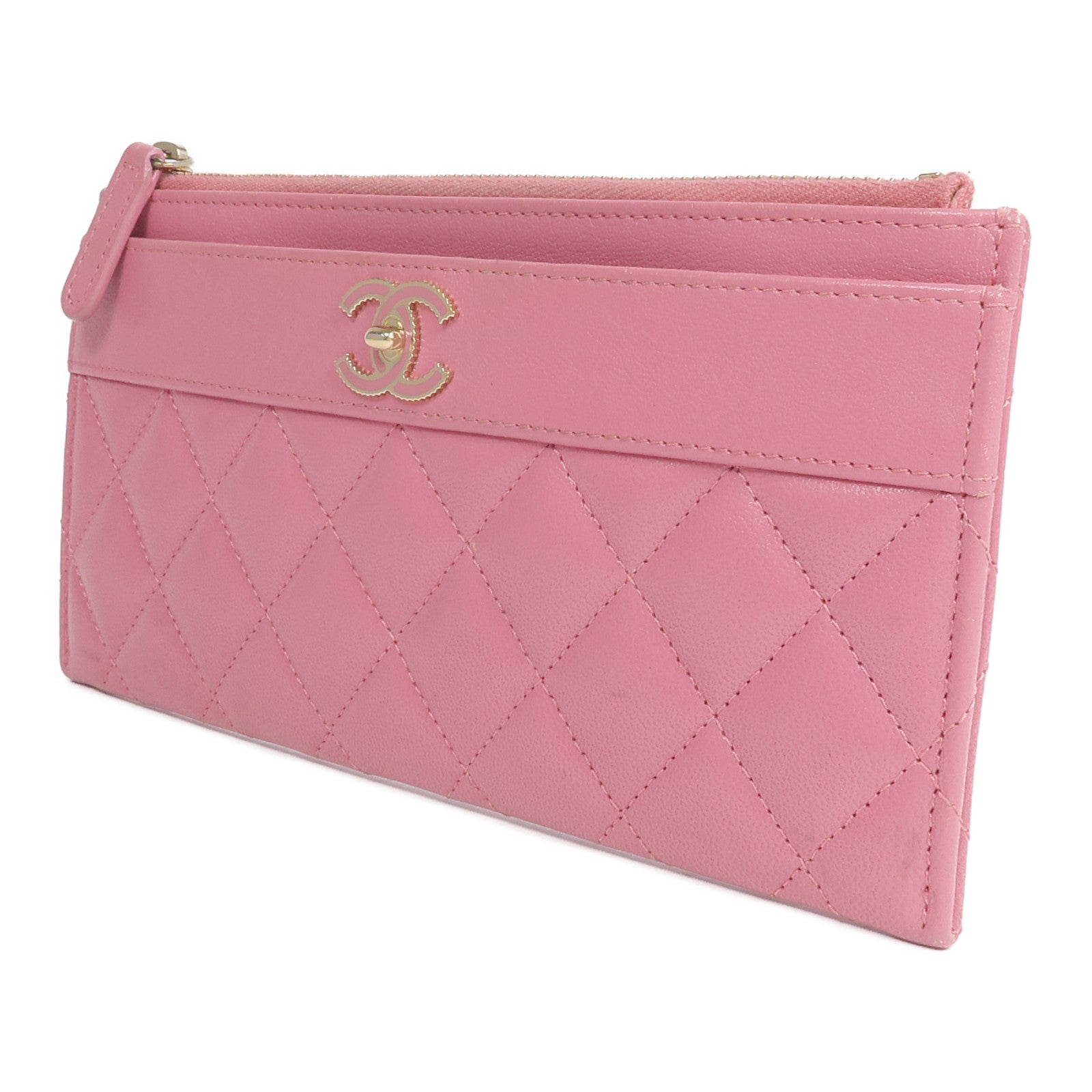 CHANEL 牛皮皮革Long Wallet金扣長錢包