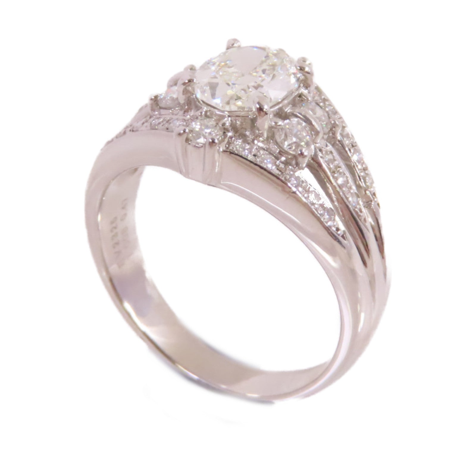 JEWELRY PT900鉑金/1.008ct/0.470ct鑽石Diamond Ring戒指US#7.25