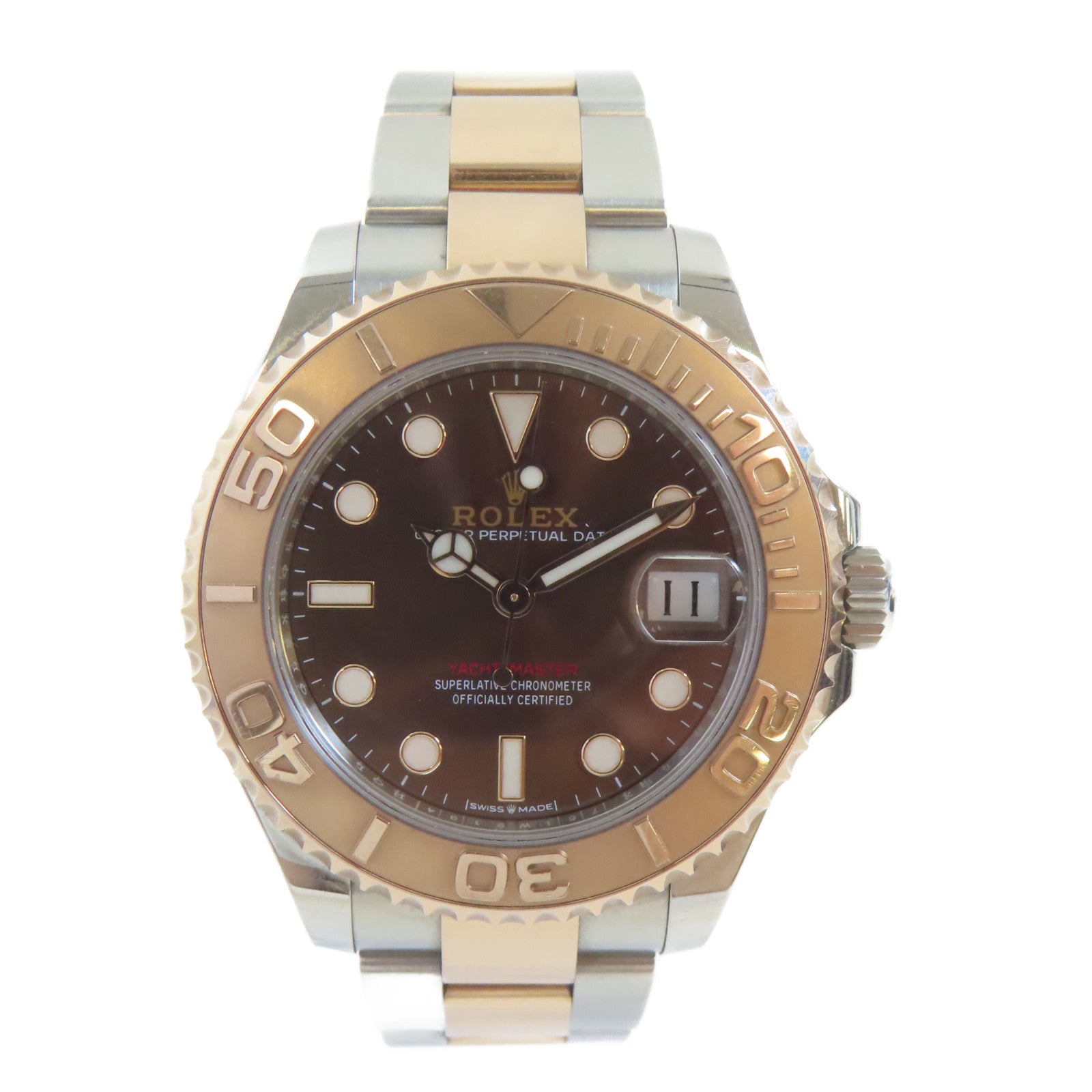 ROLEX Yacht Master18K玫瑰金/不鏽鋼手錶自動機芯銅色#16.5cm