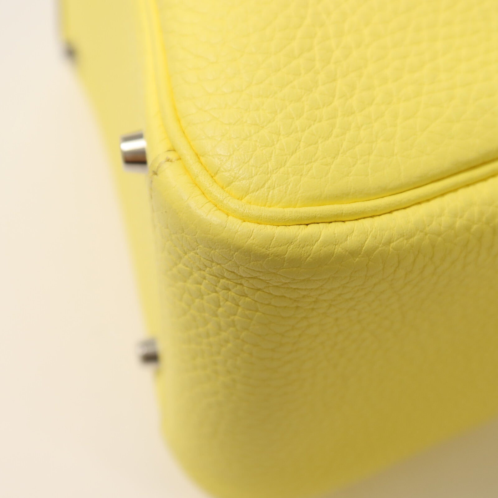 HERMES Clemence皮革Mini Lindy銀扣手挽肩背兩用袋Lime