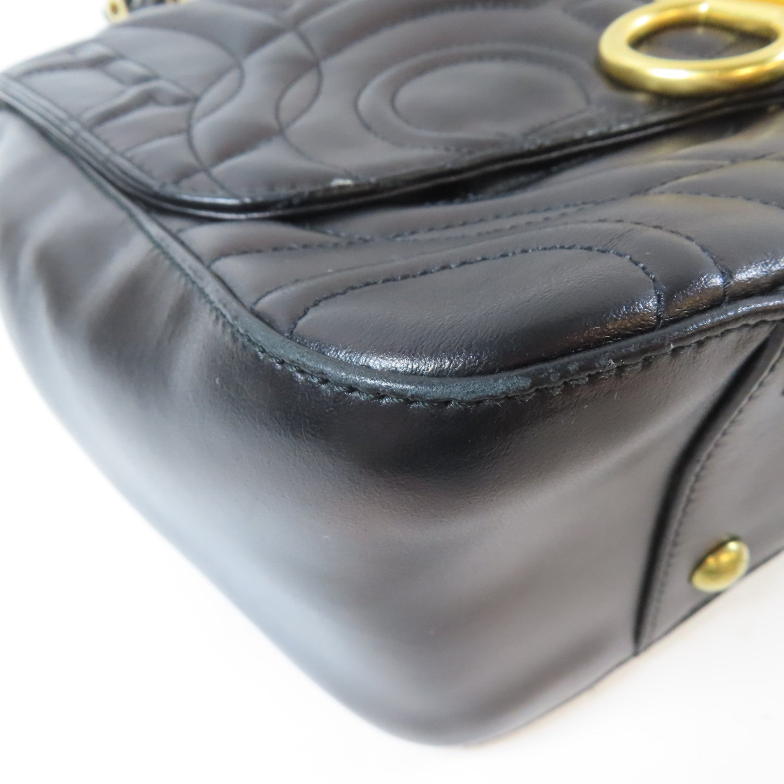 Salvatore Ferragamo 牛皮皮革2 Way Chain Shoulder Bag金扣鏈帶手挽肩背兩用袋黑色