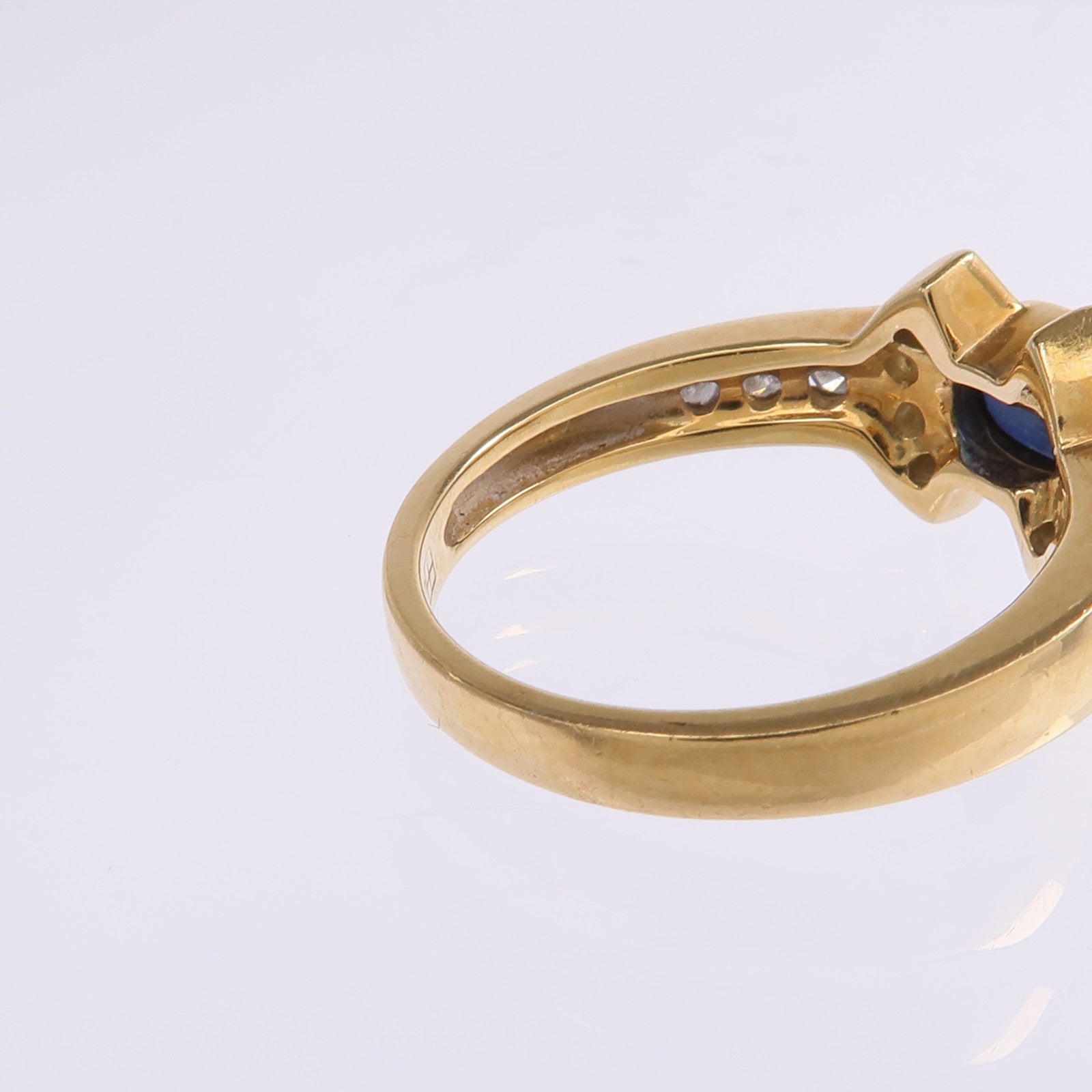 JEWELRY 【激減優惠】18K黃金Sapphire Diamond Ring藍寶石/鑽石戒指US#6.25
