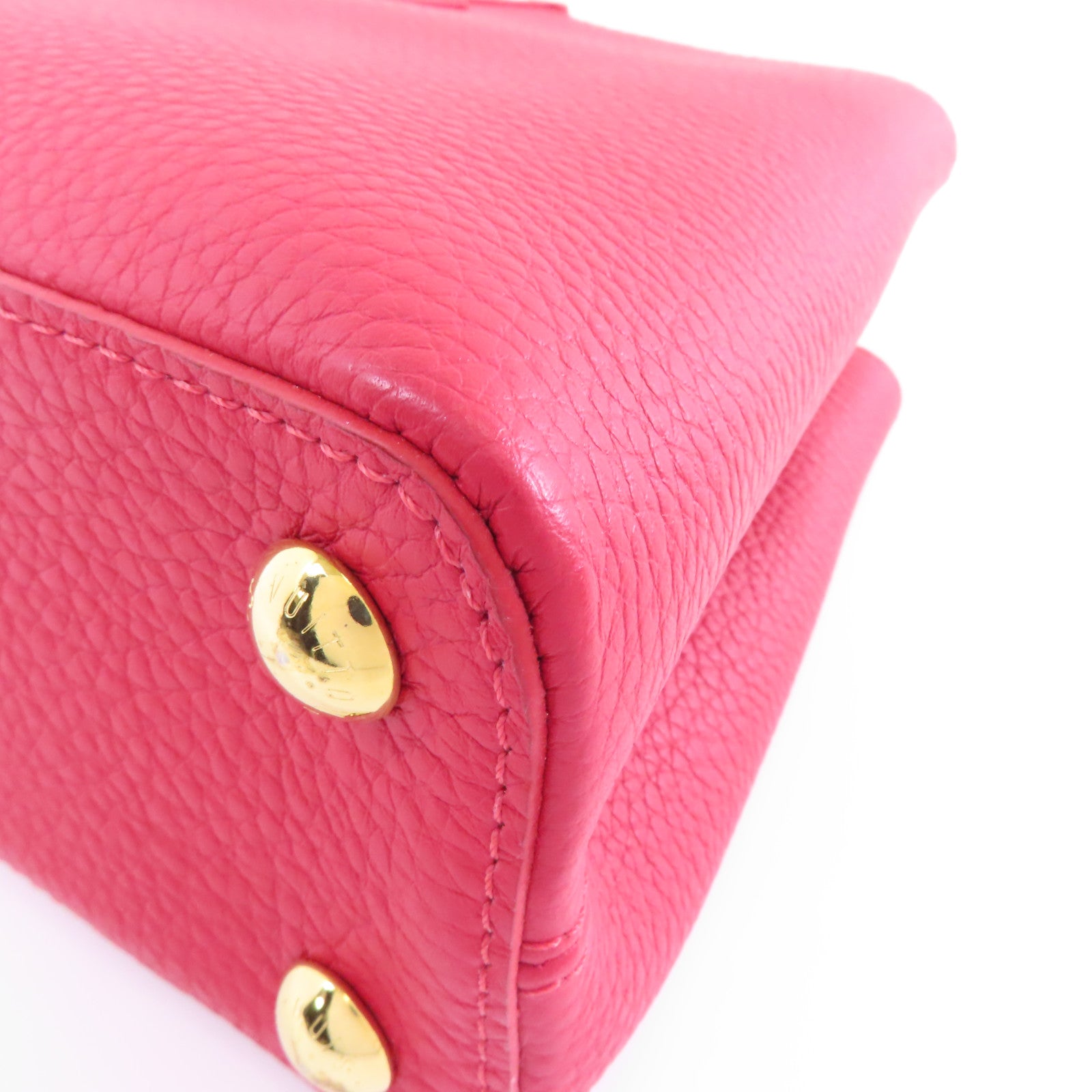 LOUIS VUITTON Taurillon Capucines BB金扣手挽肩背兩用袋紅色