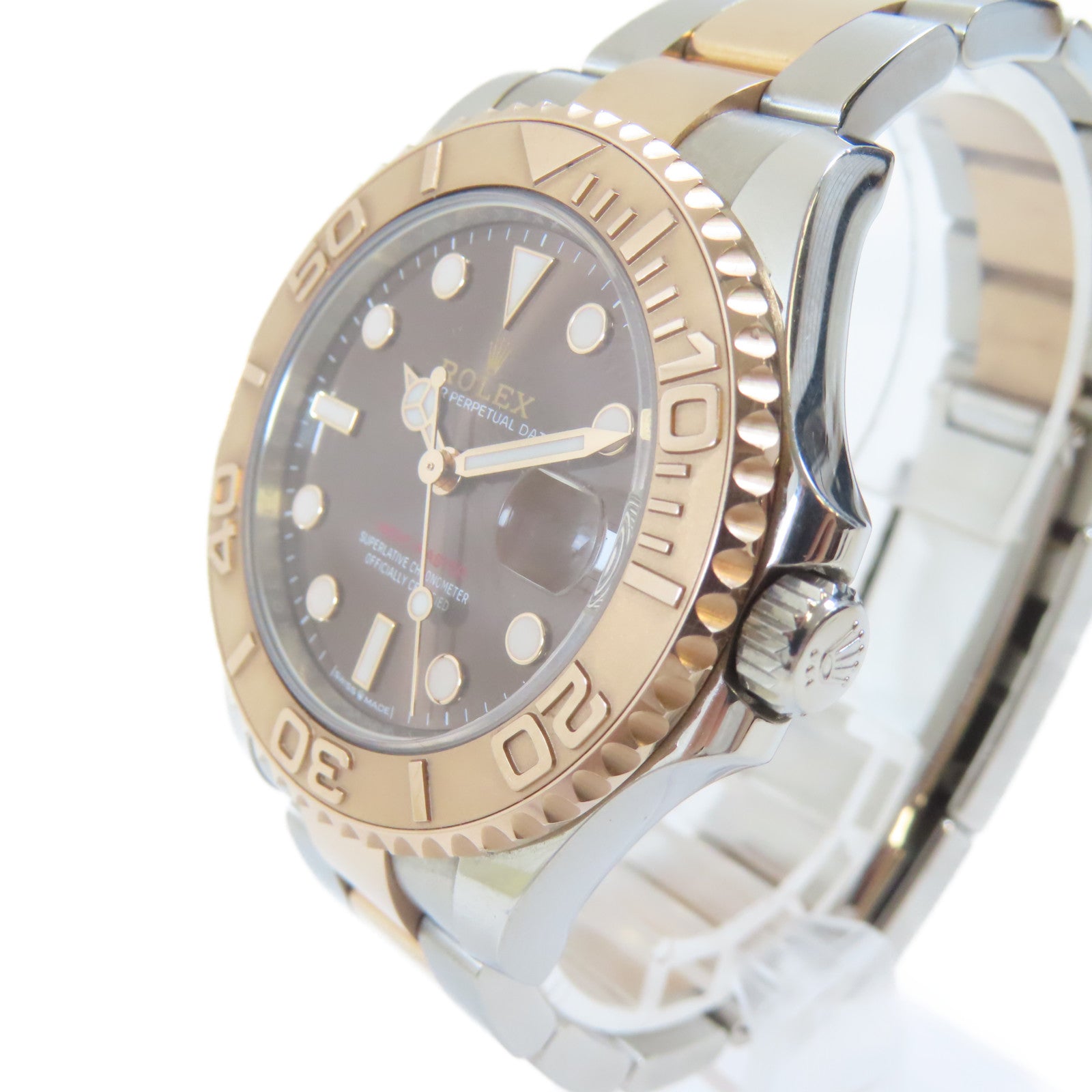ROLEX Yacht Master18K玫瑰金/不鏽鋼手錶自動機芯銅色#16.5cm