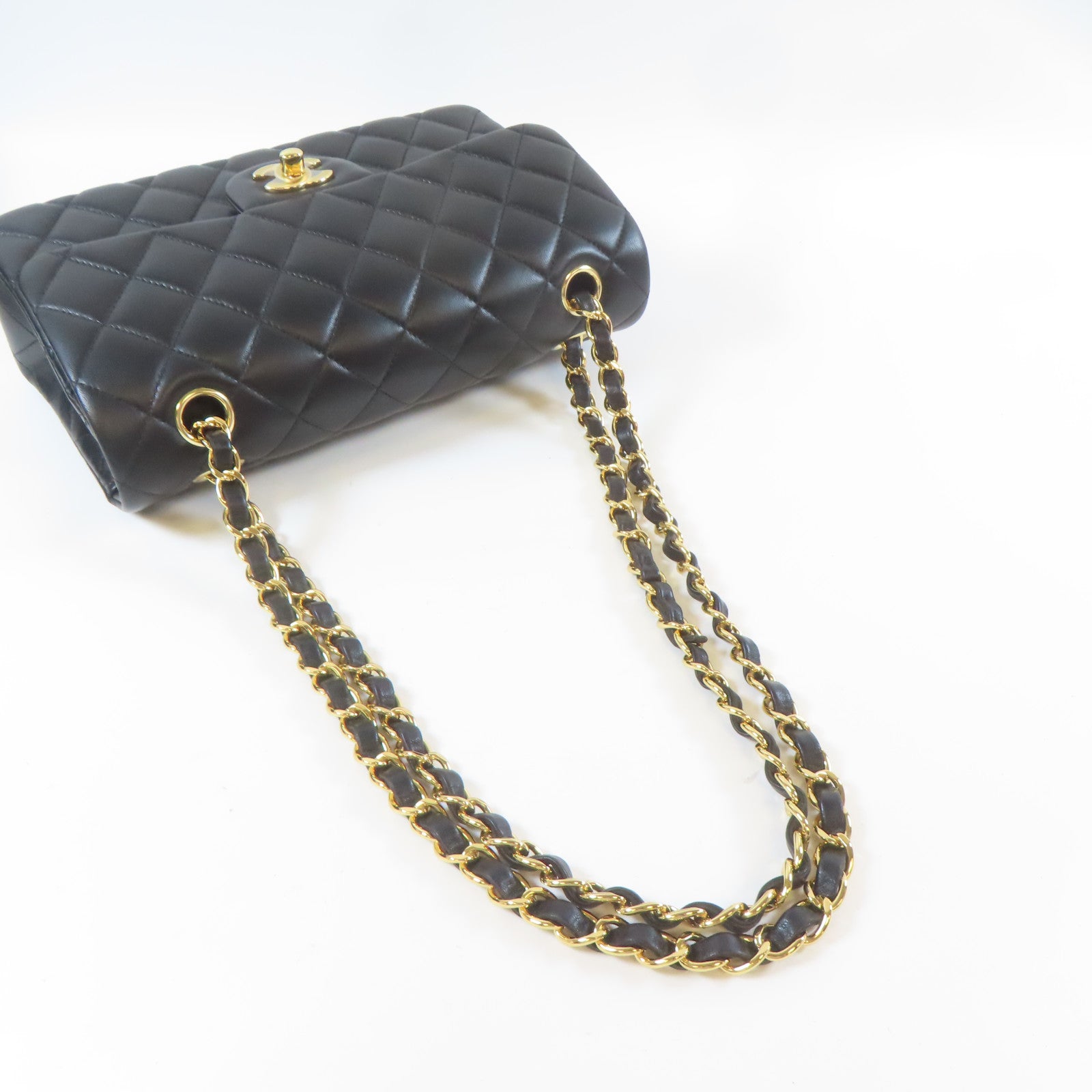 CHANEL 【激減優惠】菱格羊皮皮革Classic Flap 23cm金扣鏈帶肩背袋黑色