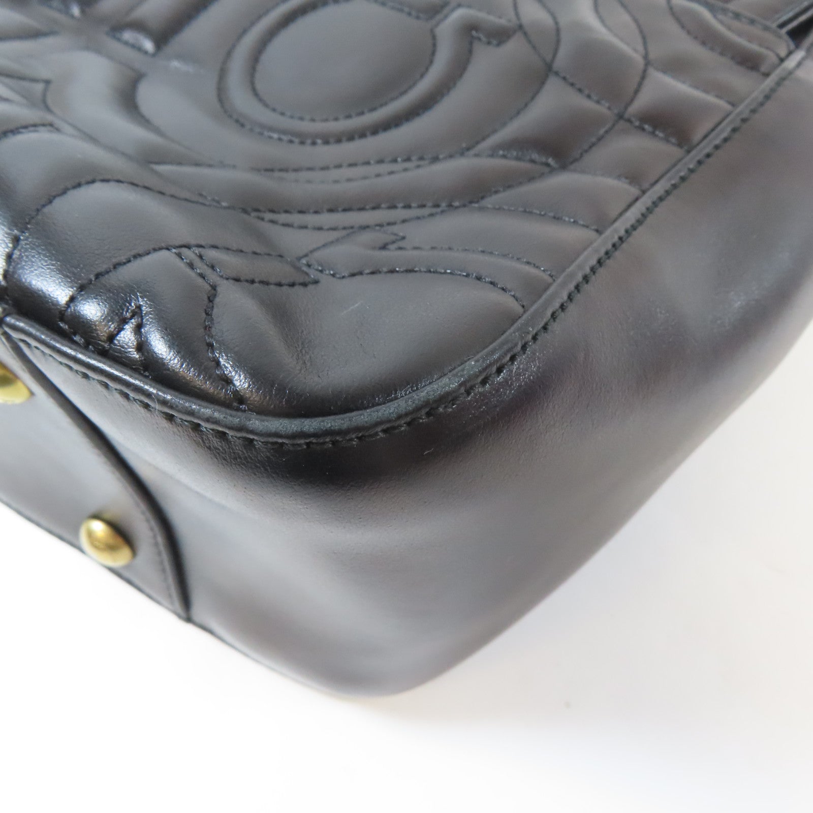 Salvatore Ferragamo 牛皮皮革2 Way Chain Shoulder Bag金扣鏈帶手挽肩背兩用袋黑色