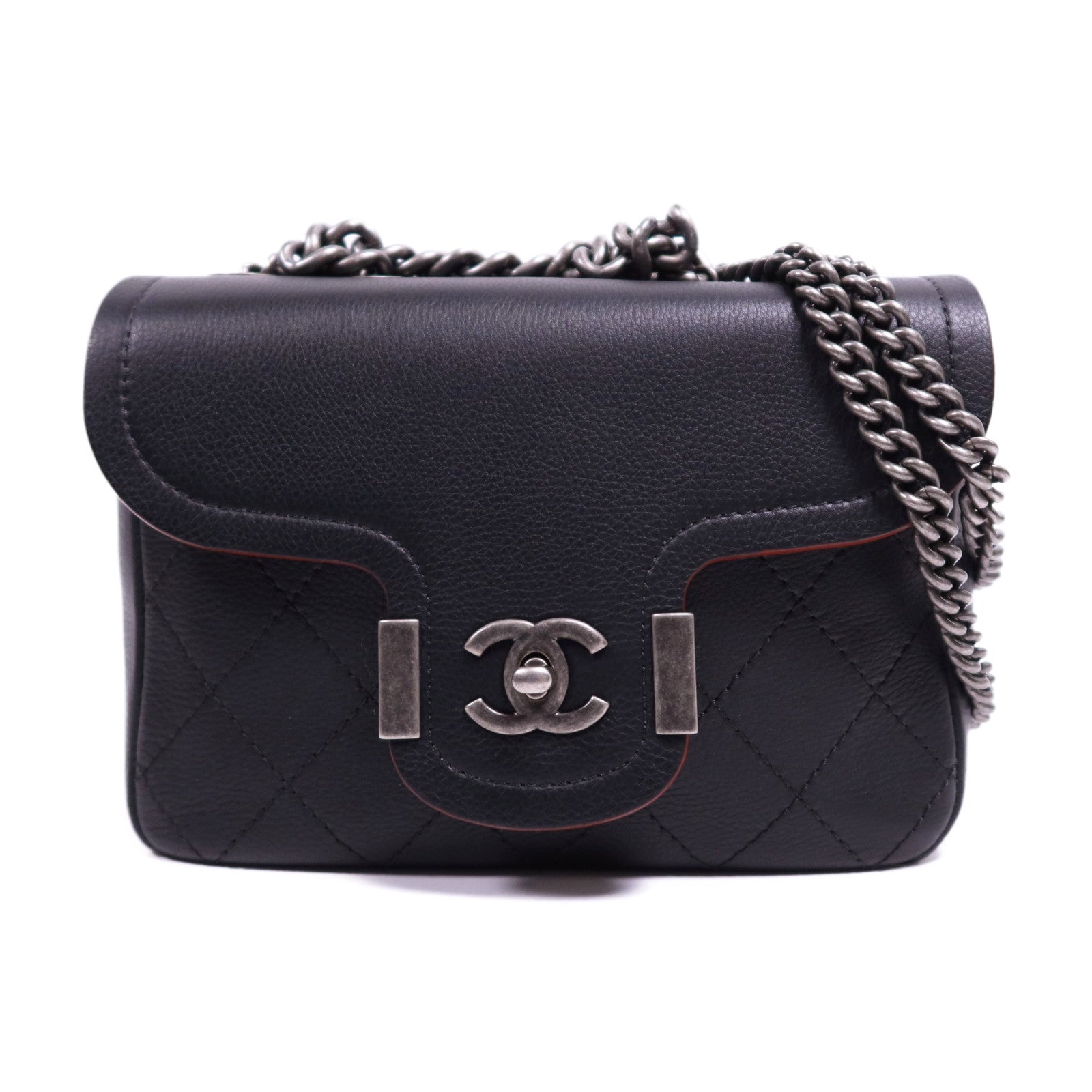 CHANEL 【激減優惠】牛皮皮革Chain Shoulder Bag銀扣鏈帶肩背袋