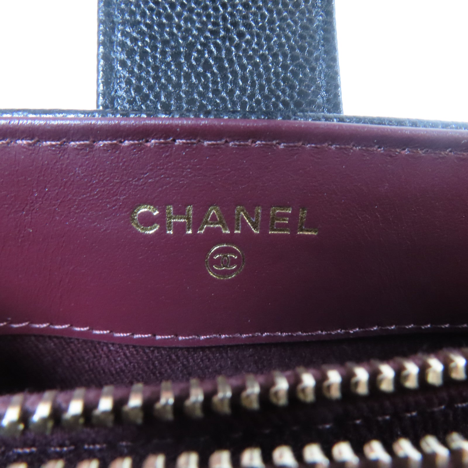 CHANEL 菱格Caviar皮革Business Affinity Phone Holder金扣鏈帶肩背袋黑色