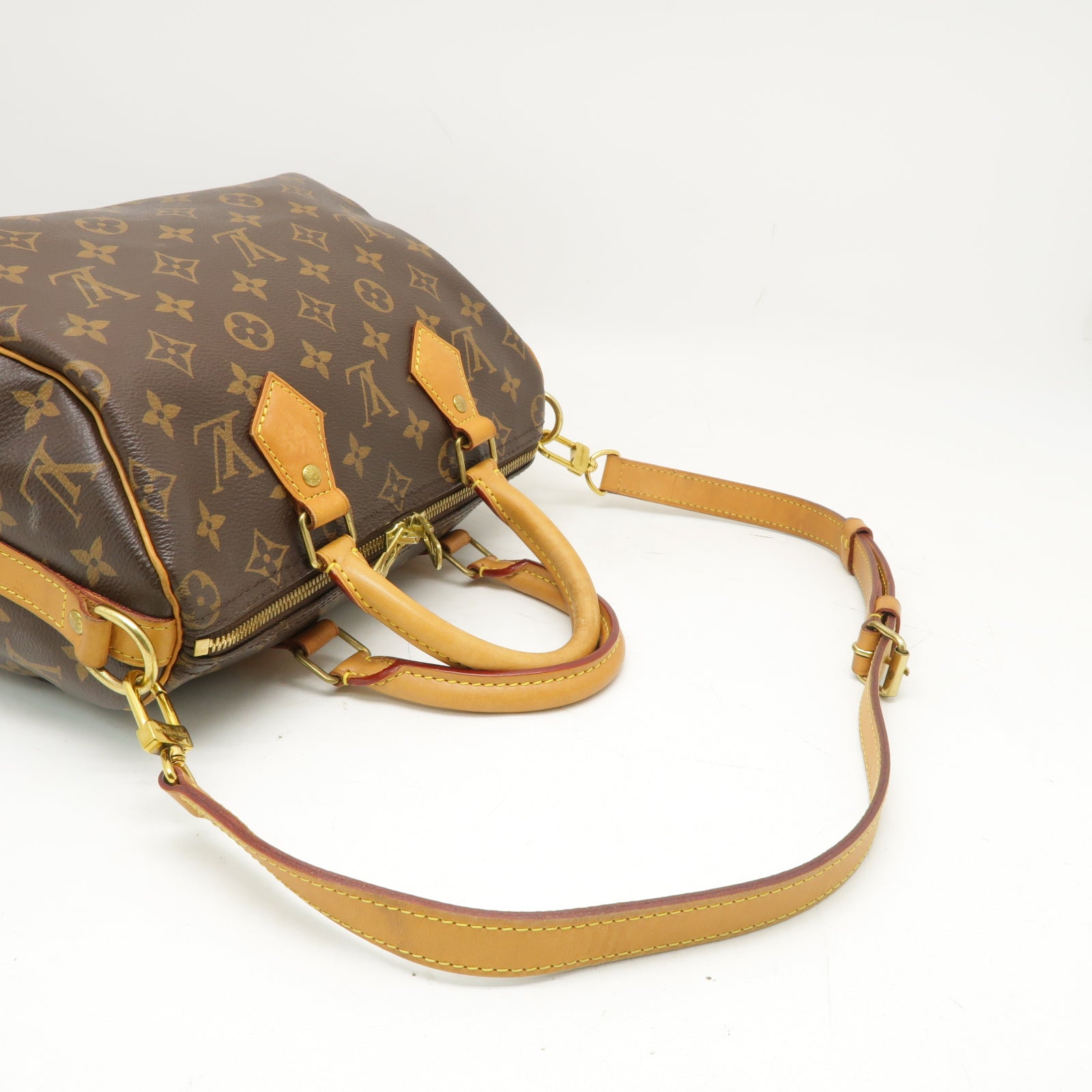 LOUIS VUITTON 【激減優惠】Monogram Speedy 25 Bandouliere金扣手挽肩背兩用袋啡色