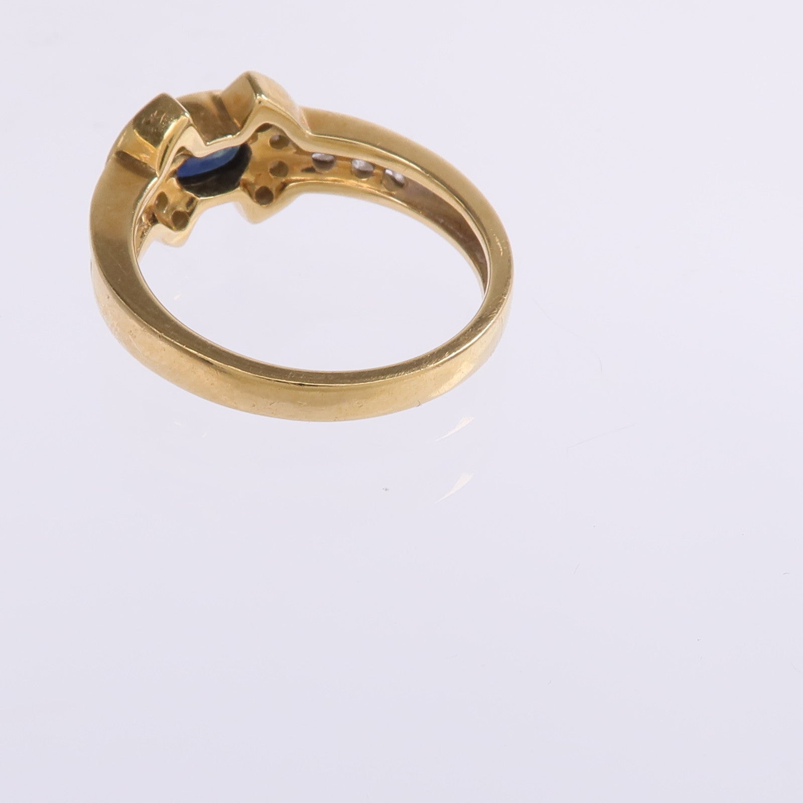 JEWELRY 【激減優惠】18K黃金Sapphire Diamond Ring藍寶石/鑽石戒指US#6.25