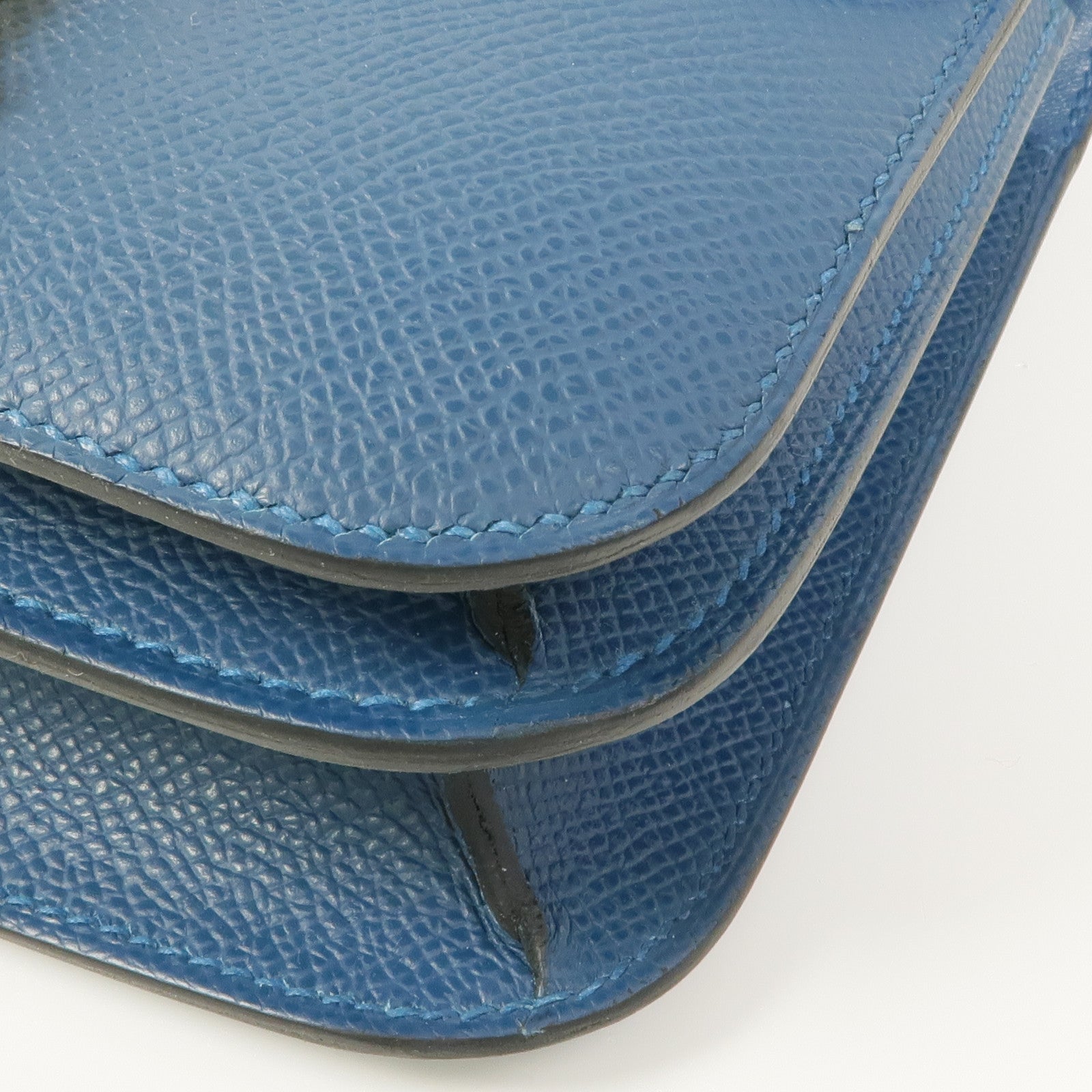 HERMES 【激減優惠】Epsom皮革Constance Mini金扣肩背袋Blue