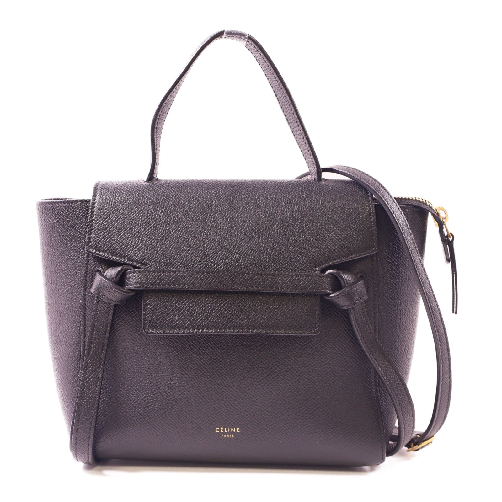 CELINE 牛皮皮革Belt Bag金扣手挽肩背兩用袋黑色