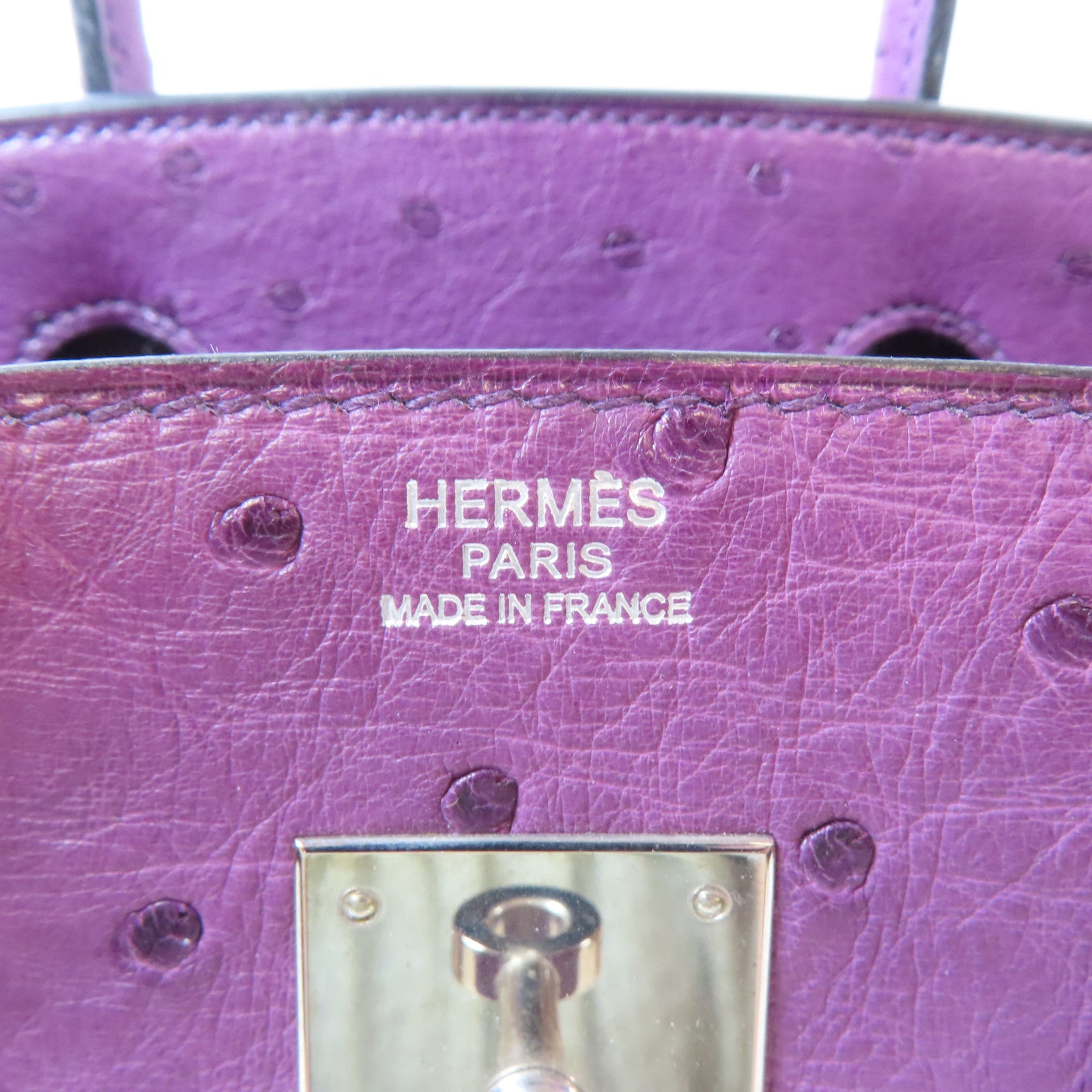 HERMES 【激減優惠】鴕鳥皮革Birkin 30銀扣手挽袋Iris/藍紫色
