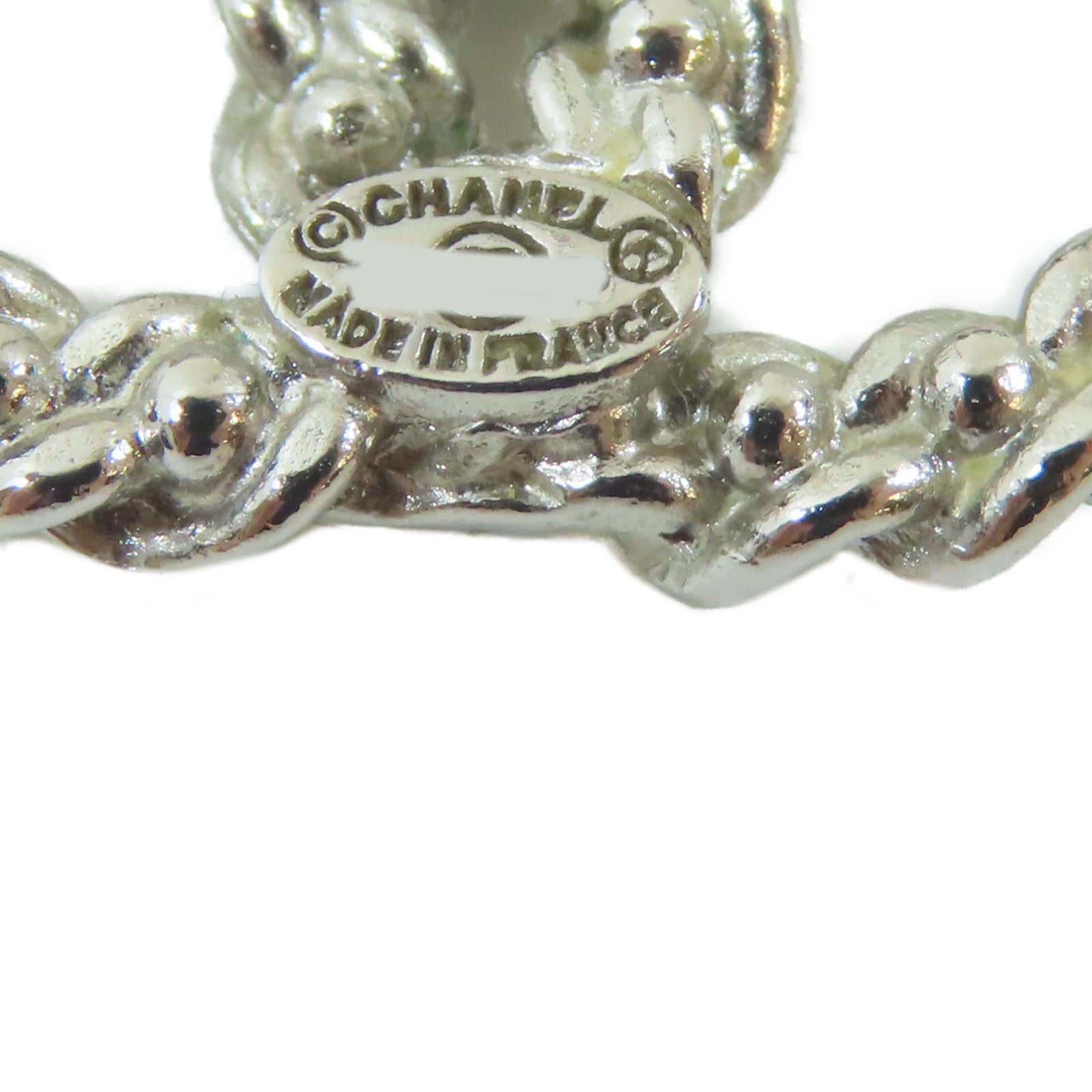 CHANEL 金屬Pierced Earrings耳環銀色/白色