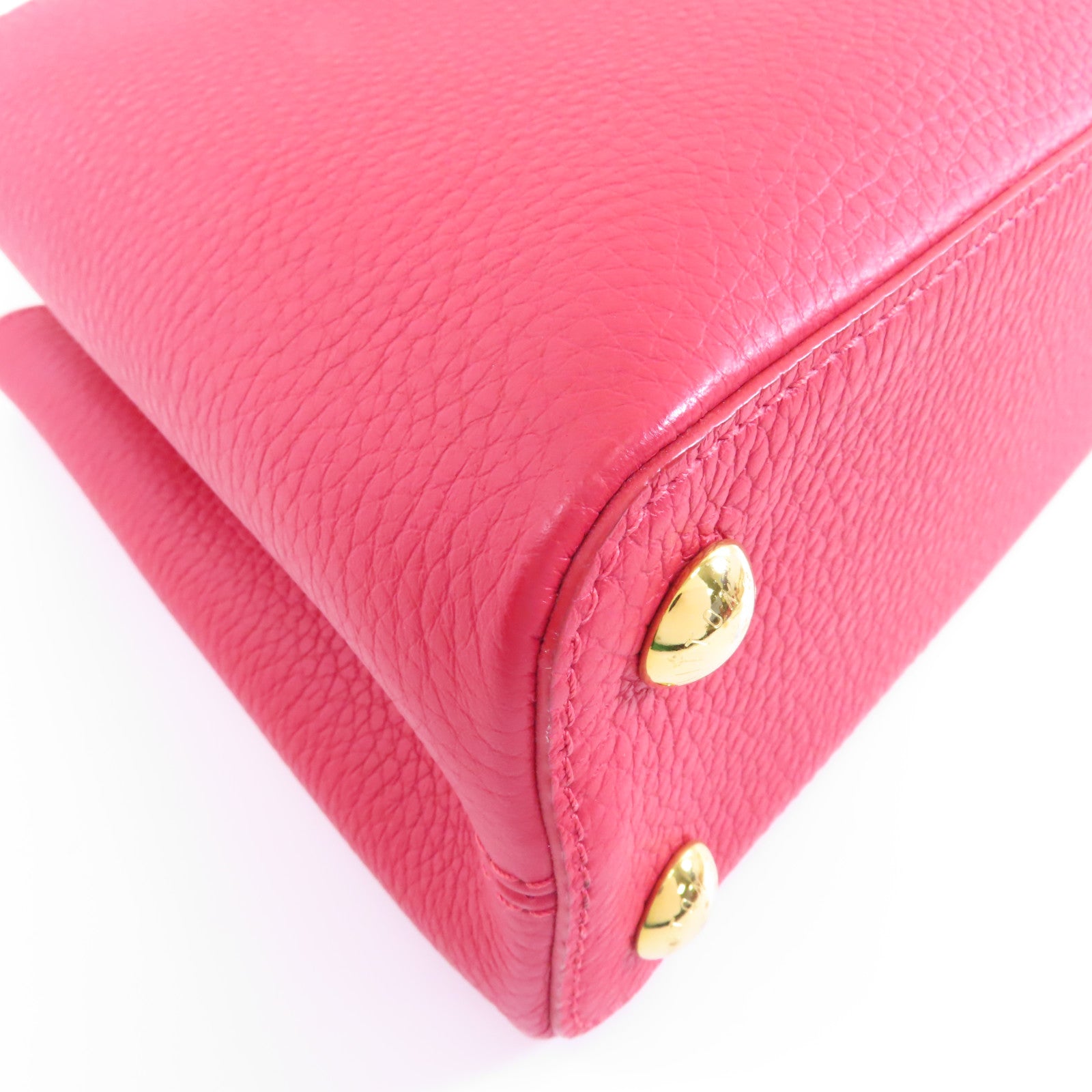 LOUIS VUITTON Taurillon Capucines BB金扣手挽肩背兩用袋紅色