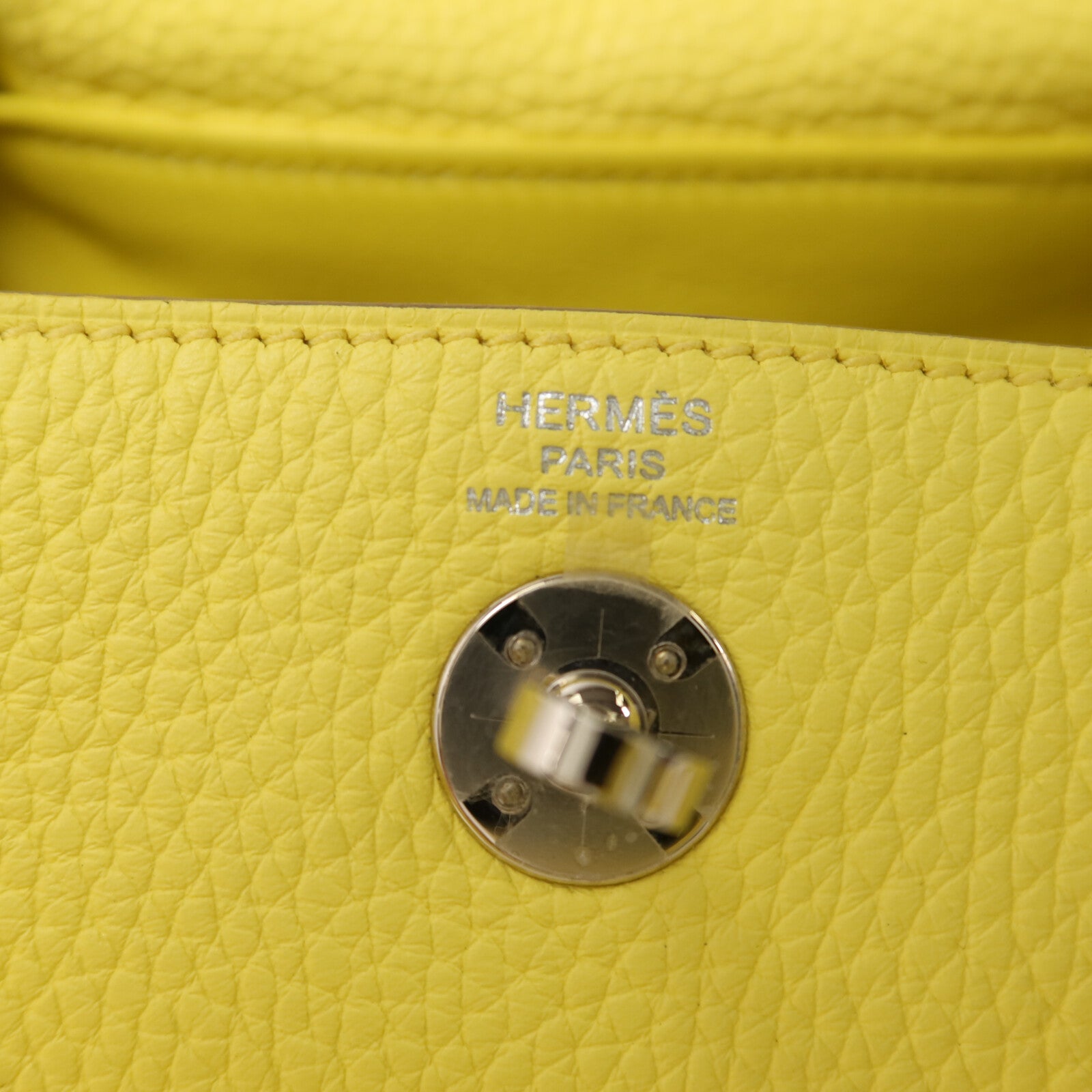 HERMES Clemence皮革Mini Lindy銀扣手挽肩背兩用袋Lime