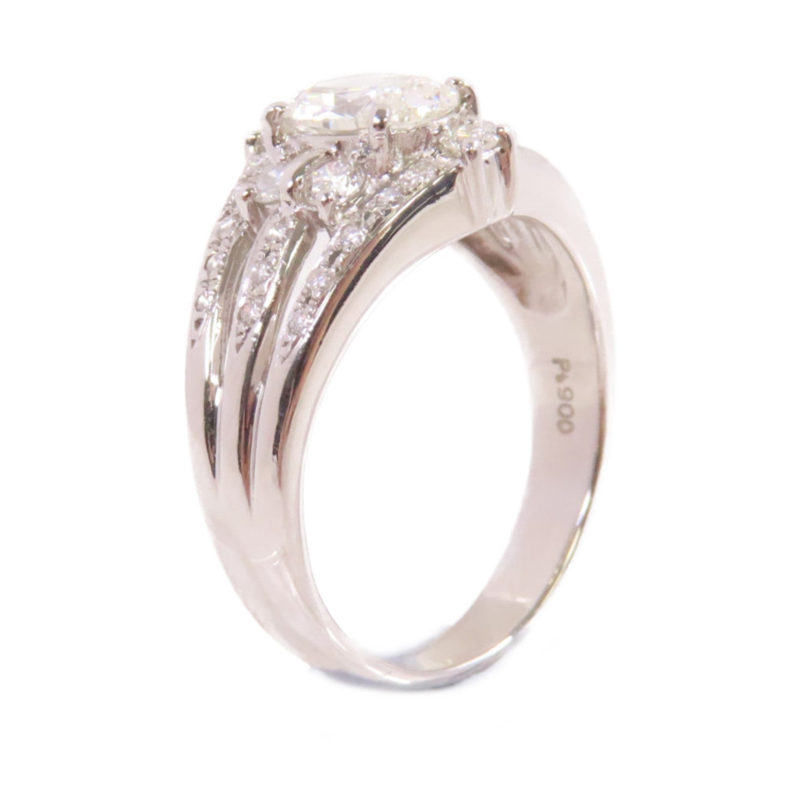 JEWELRY PT900鉑金/1.008ct/0.470ct鑽石Diamond Ring戒指US#7.25