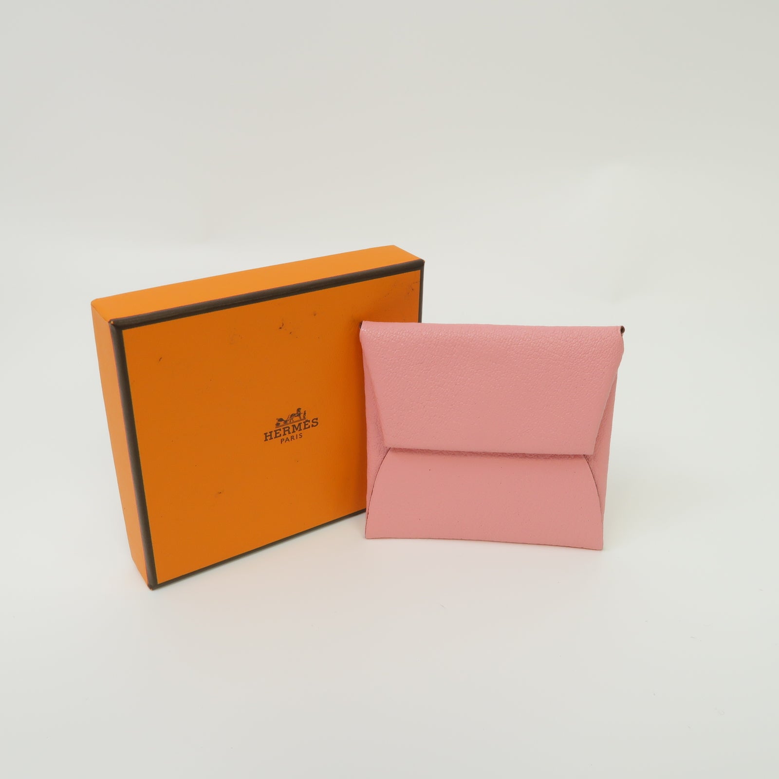 HERMES 【激減優惠】Chevre皮革Coin Case銀扣零錢包Rose Sakura粉紅色