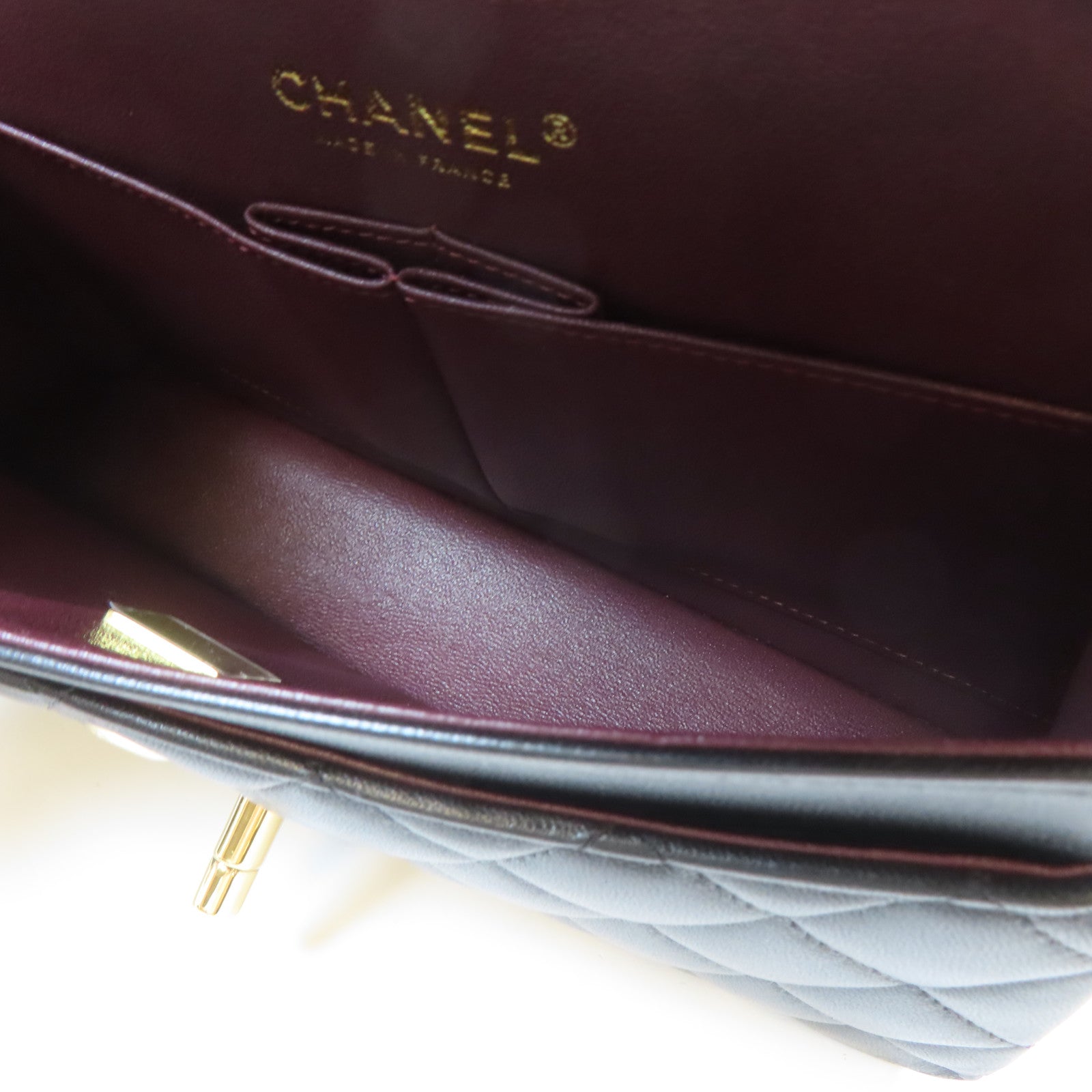 CHANEL 【激減優惠】菱格羊皮皮革Classic Flap 23cm金扣鏈帶肩背袋黑色