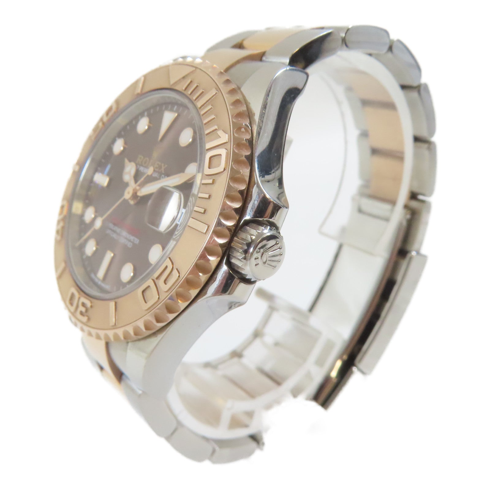 ROLEX Yacht Master18K玫瑰金/不鏽鋼手錶自動機芯銅色#16.5cm