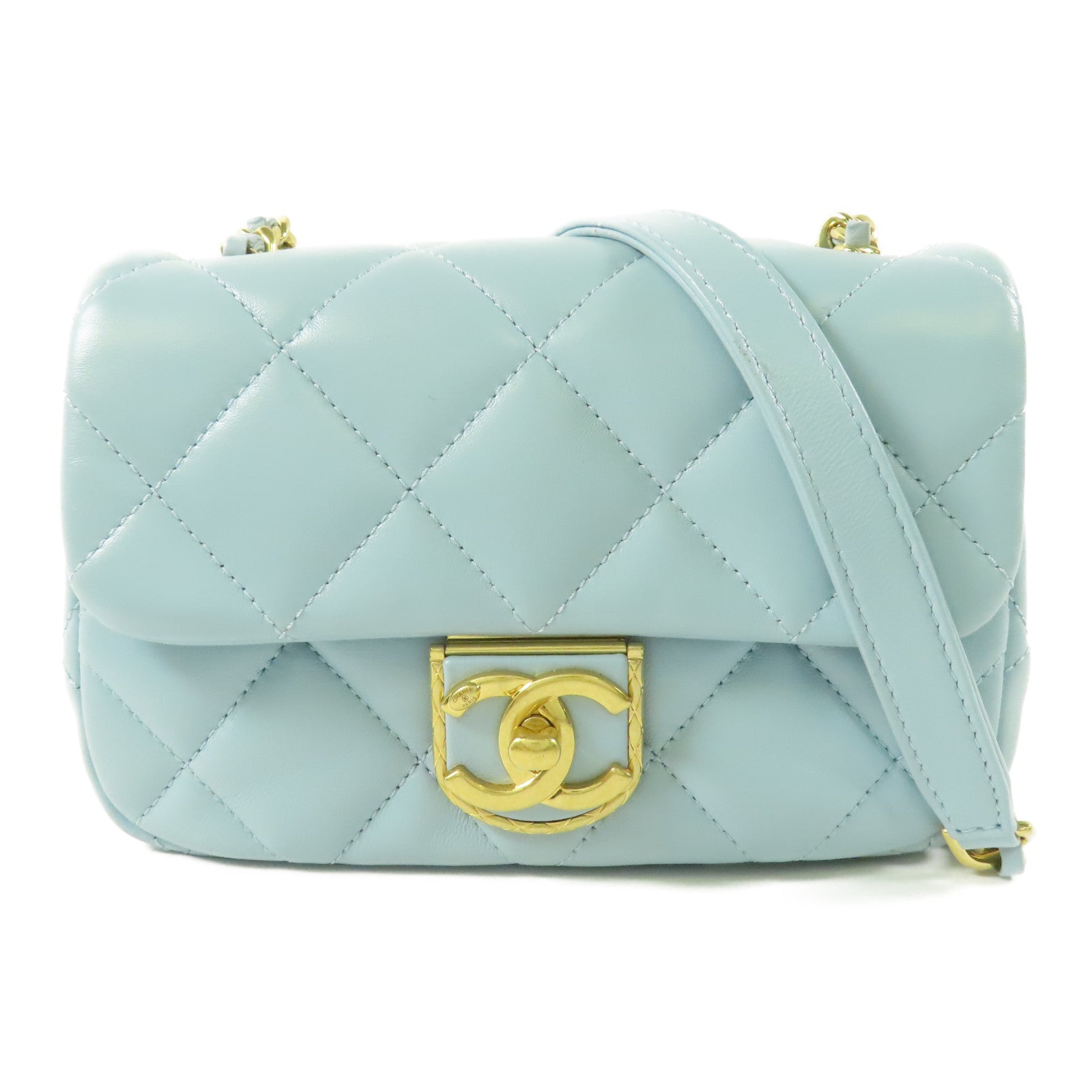 CHANEL 【激減優惠】羊皮皮革Mini Flap Bag金扣鏈帶肩背袋