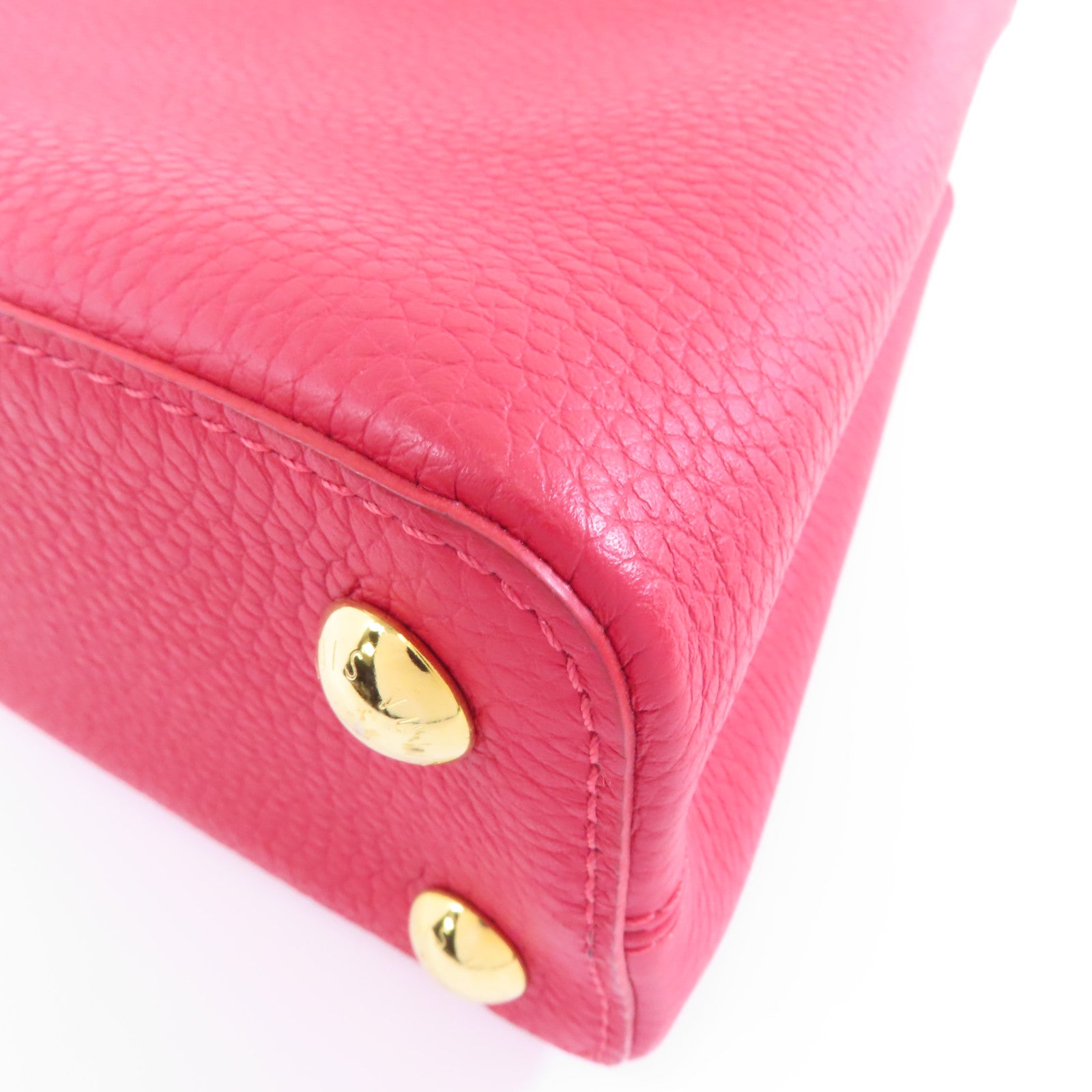 LOUIS VUITTON Taurillon Capucines BB金扣手挽肩背兩用袋紅色