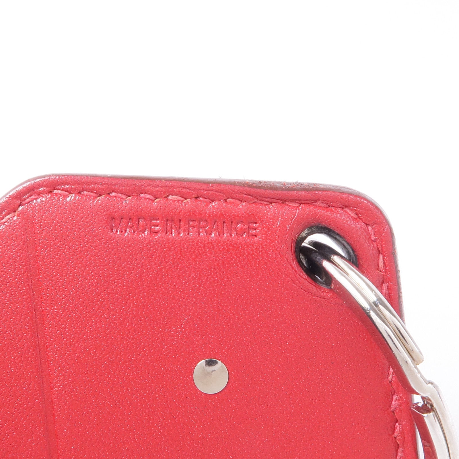 HERMES Swift皮革Charm銀扣掛飾Red