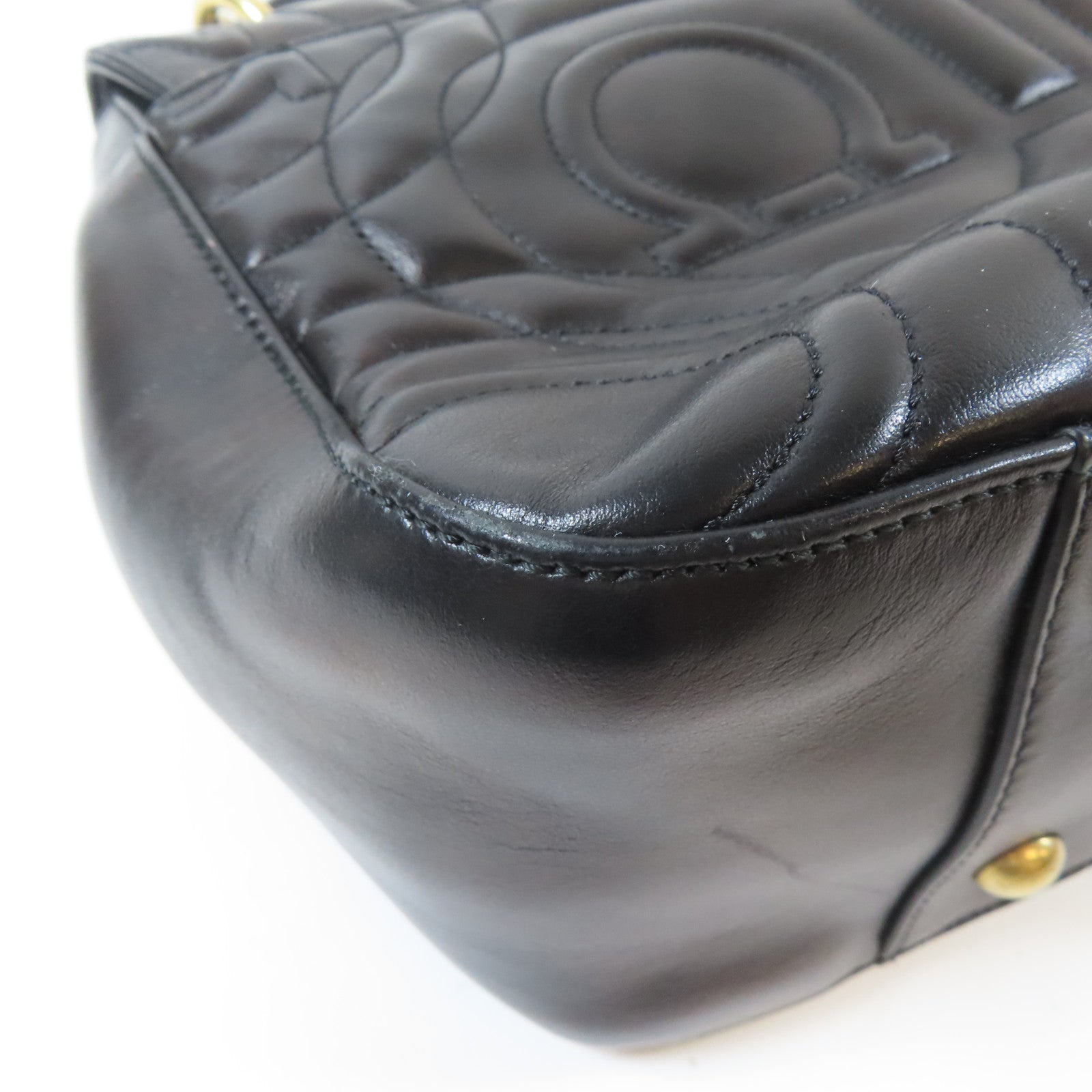 Salvatore Ferragamo 牛皮皮革2 Way Chain Shoulder Bag金扣鏈帶手挽肩背兩用袋黑色