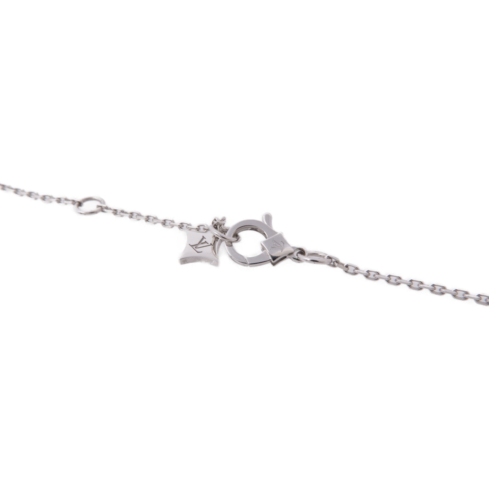 LOUIS VUITTON LV Diamond Double Pendant Necklace Q03000 18K White Gold