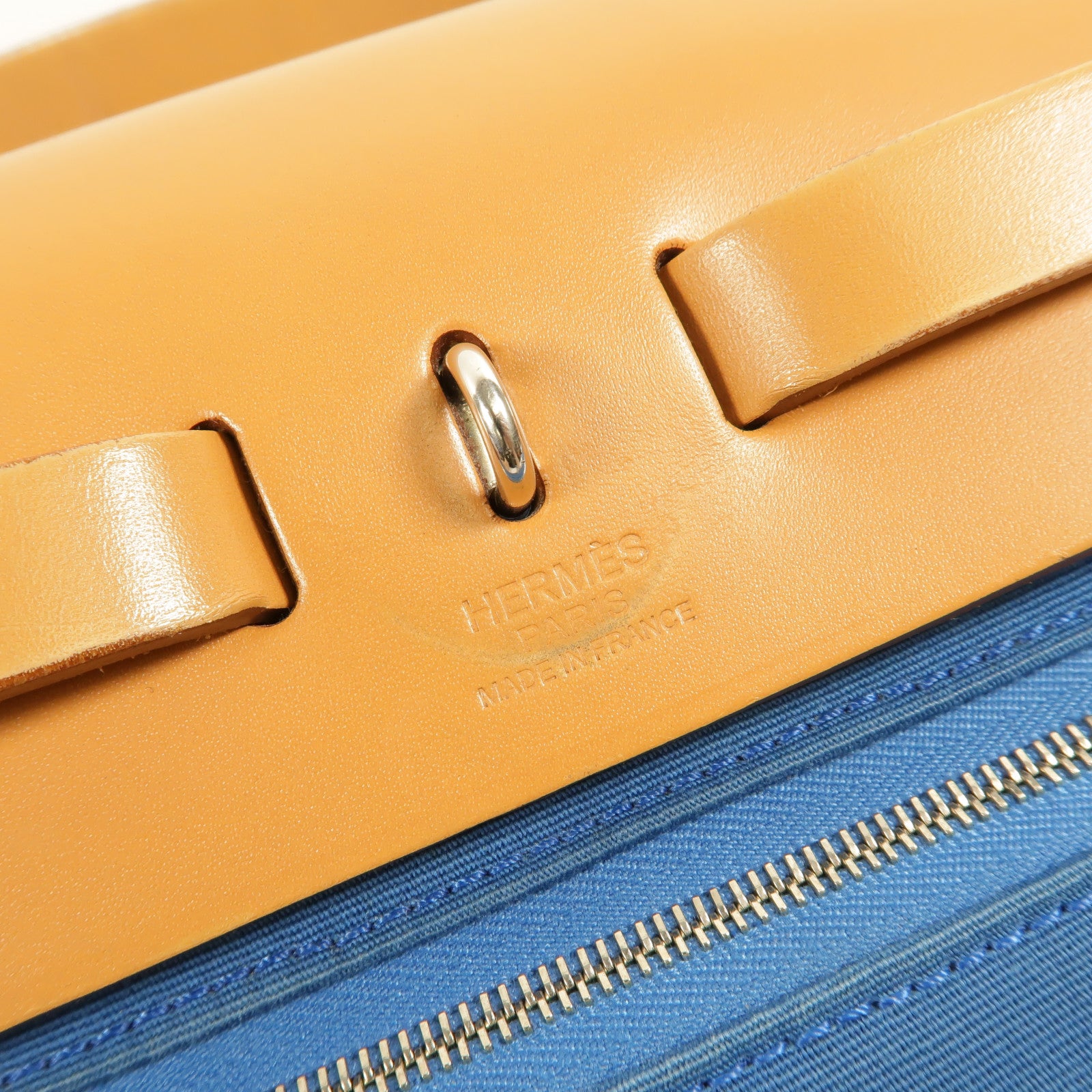 HERMES 帆布Herbag PM手挽肩背兩用袋Bleu Izmir