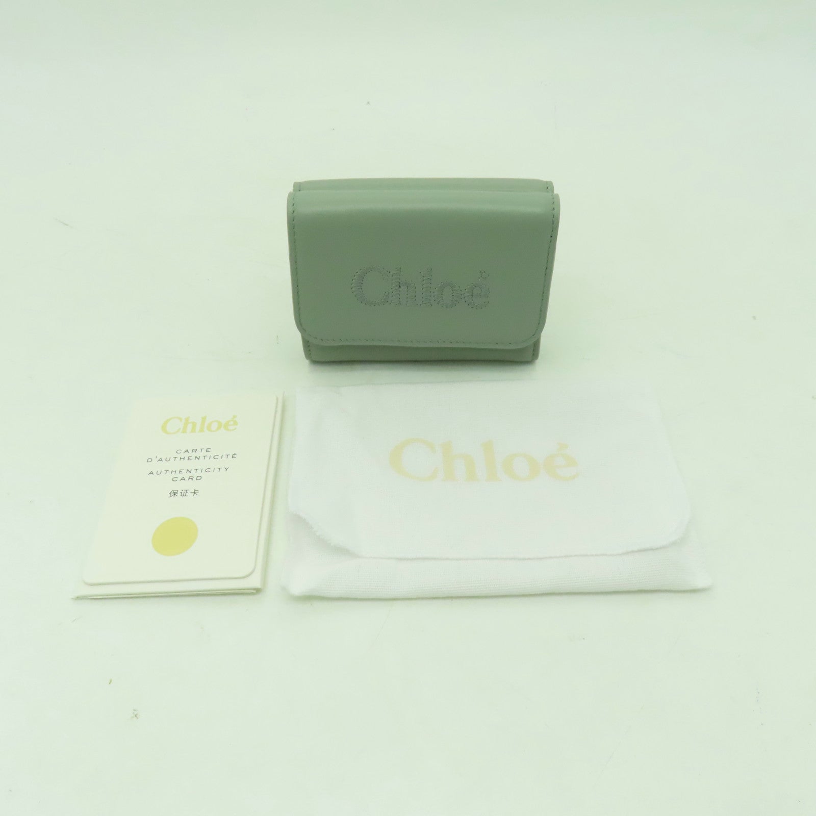 Chloe 【激減優惠】牛皮皮革Sence Small Tri-Fold金扣錢包綠色