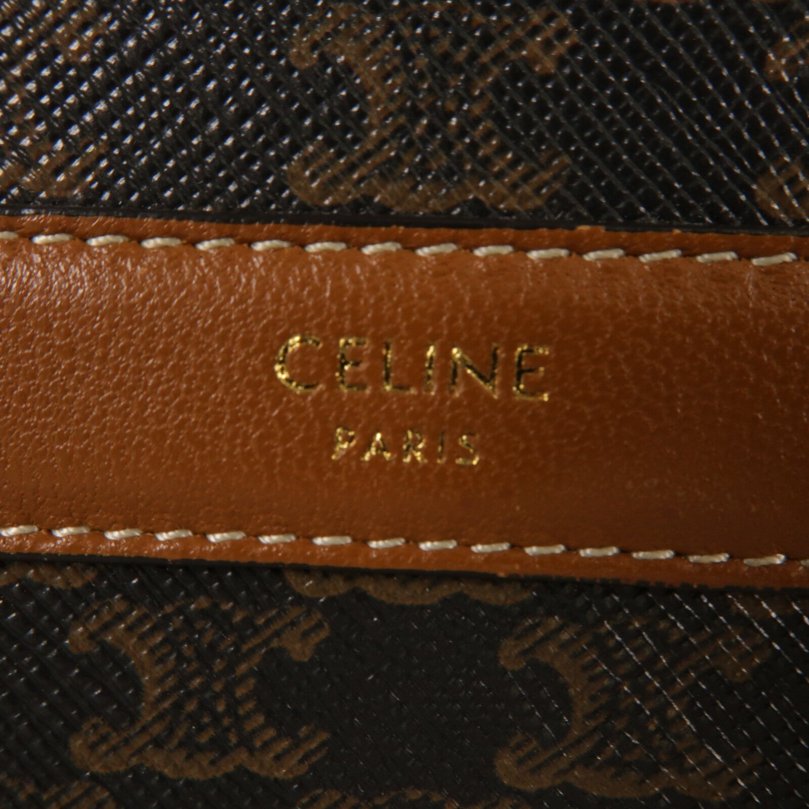 CELINE 塗層帆布/牛皮皮革Round Purse On Strap肩背袋