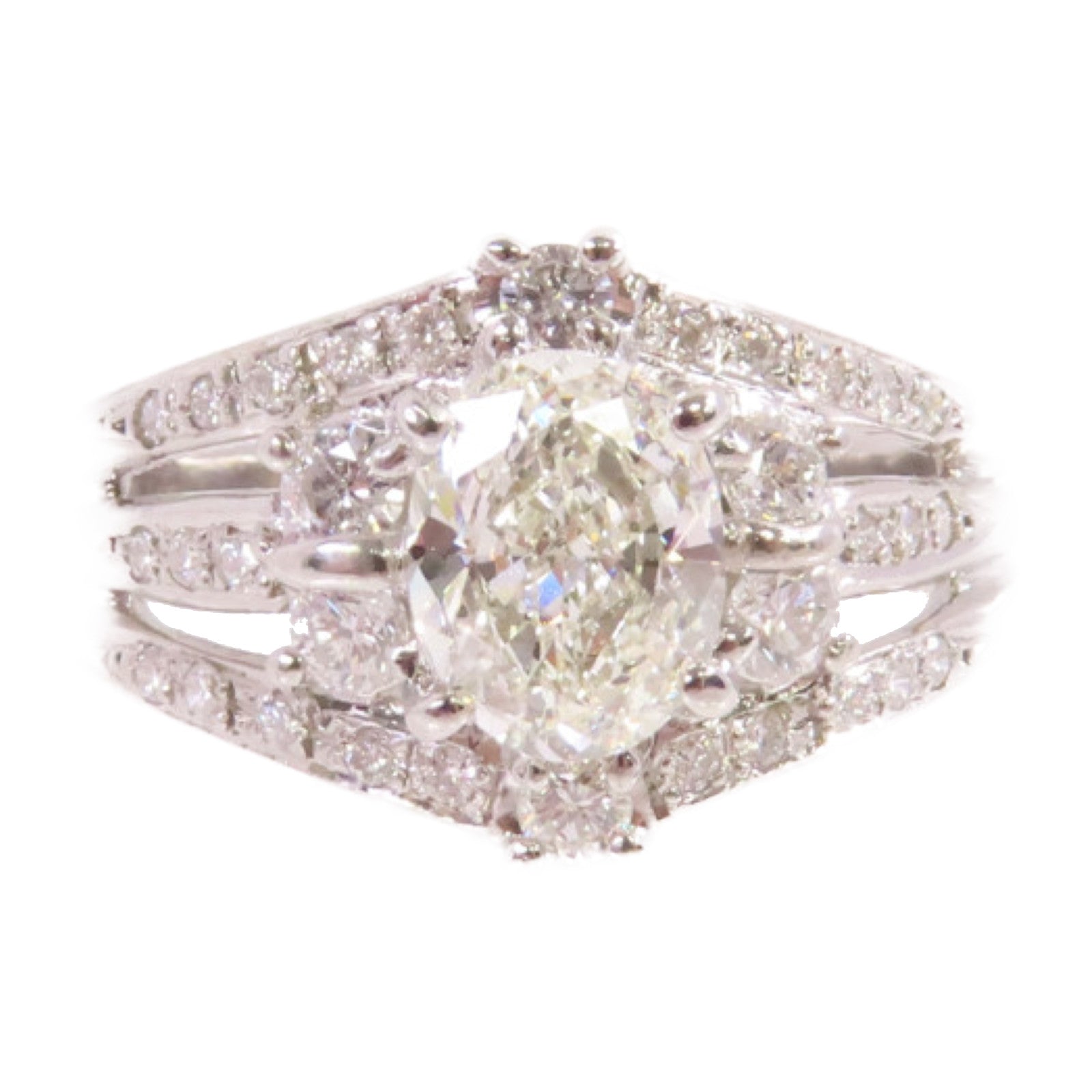 JEWELRY PT900鉑金/1.008ct/0.470ct鑽石Diamond Ring戒指US#7.25