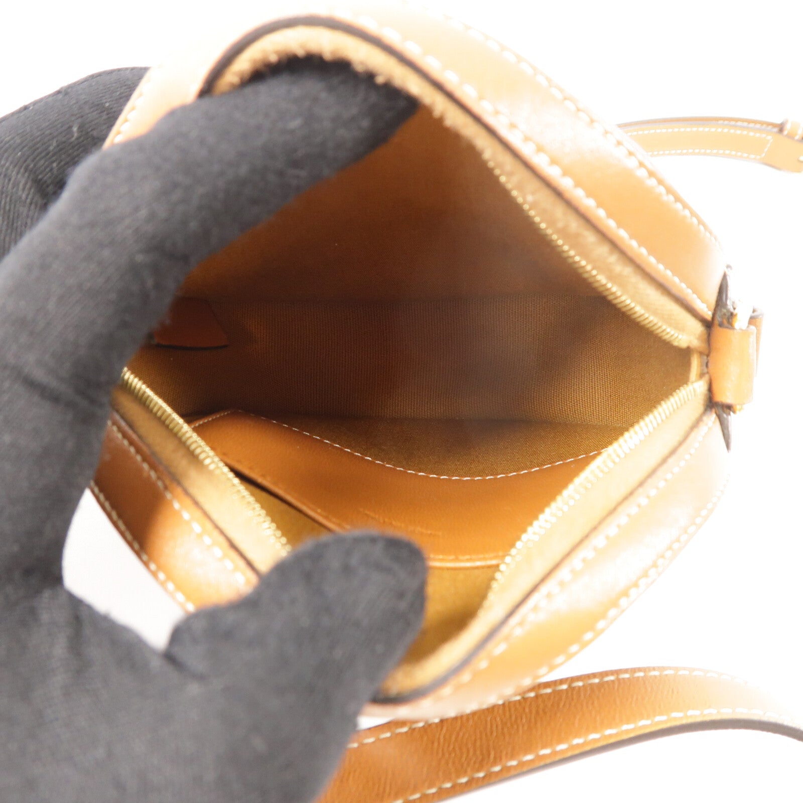 CELINE 塗層帆布/牛皮皮革Round Purse On Strap肩背袋