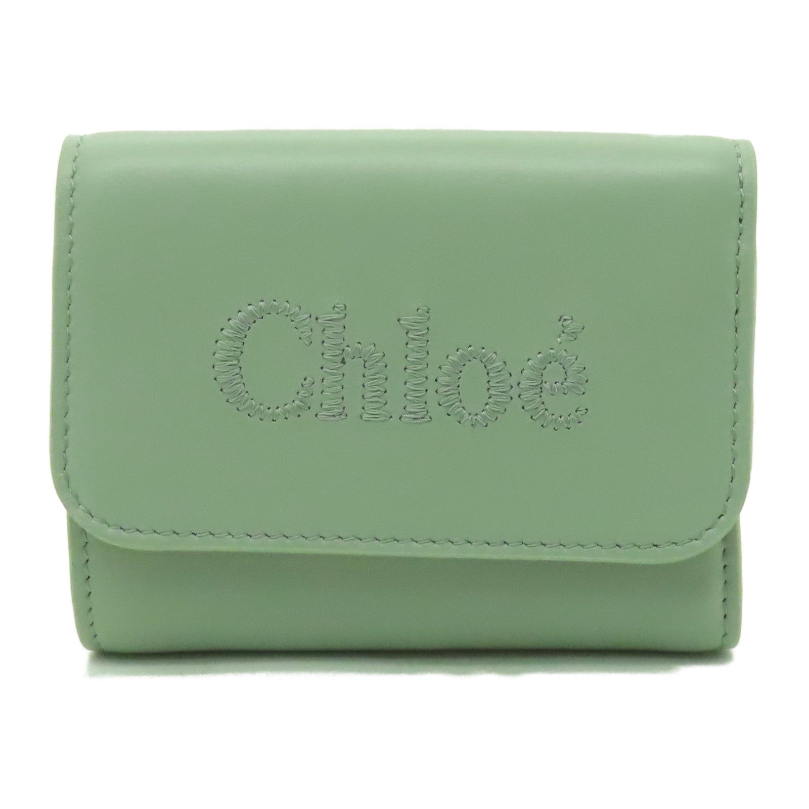 Chloe 【激減優惠】牛皮皮革Sence Small Tri-Fold金扣錢包綠色