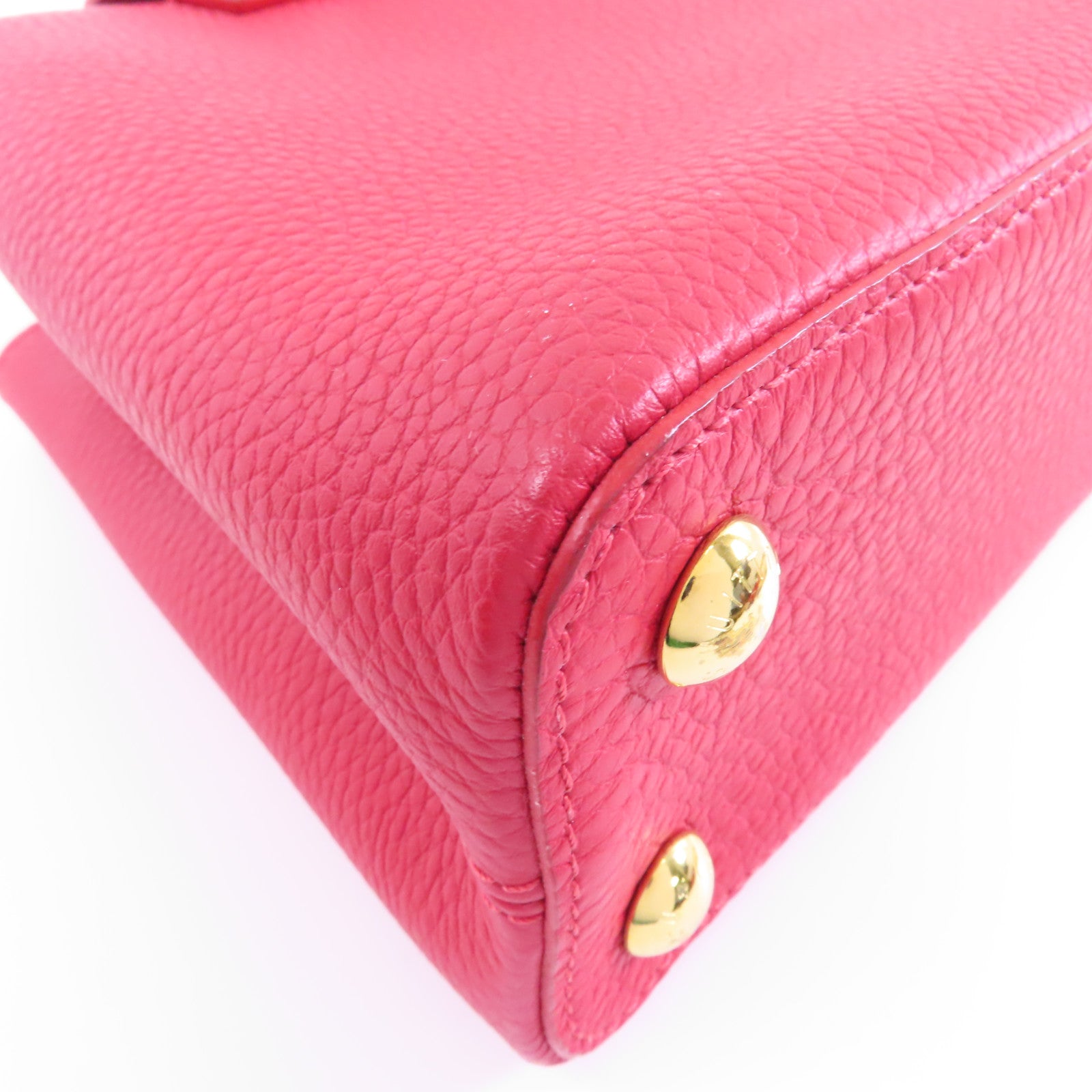 LOUIS VUITTON Taurillon Capucines BB金扣手挽肩背兩用袋紅色