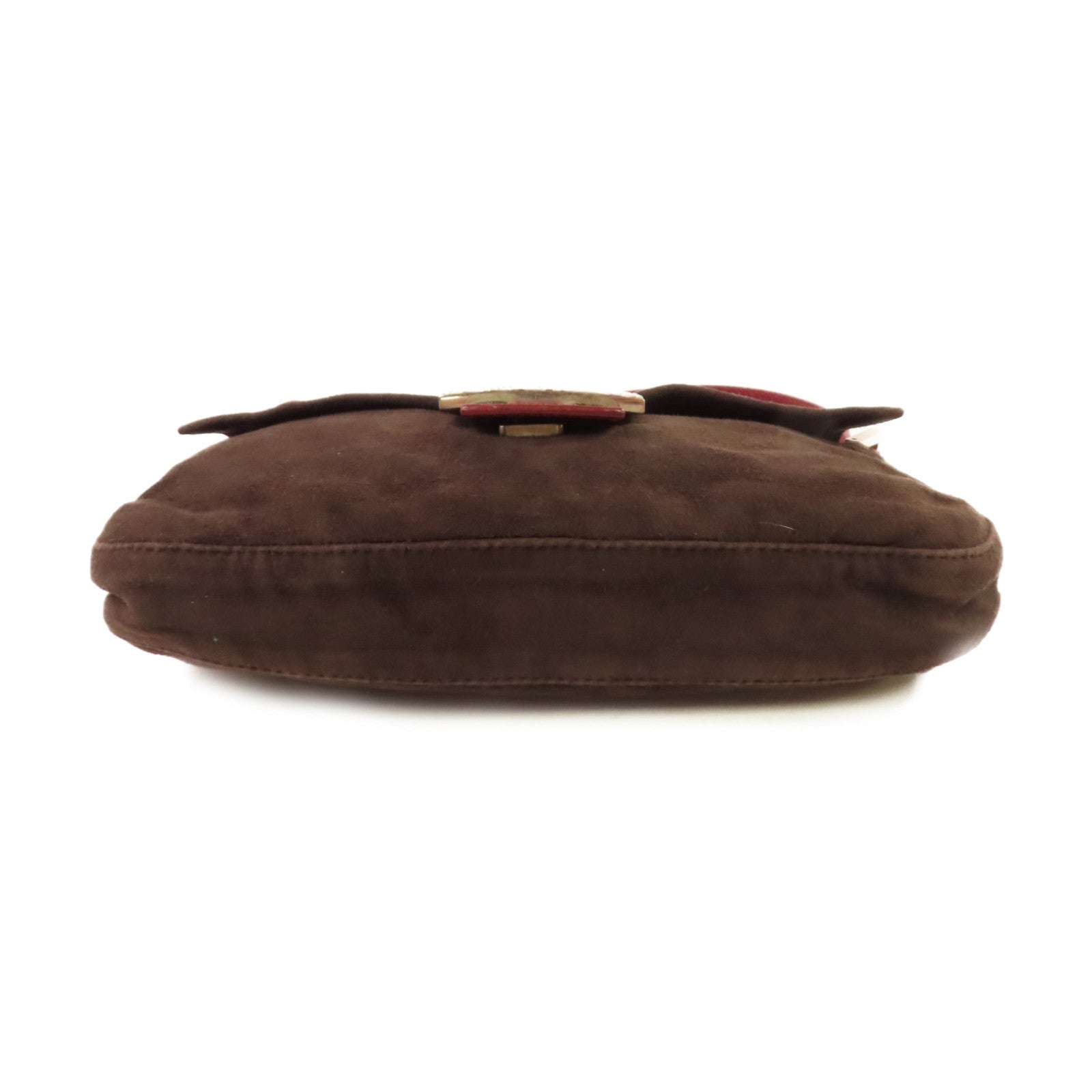 FENDI 麂皮皮革Mamma Bucke Hand Bag銀扣手挽袋啡色