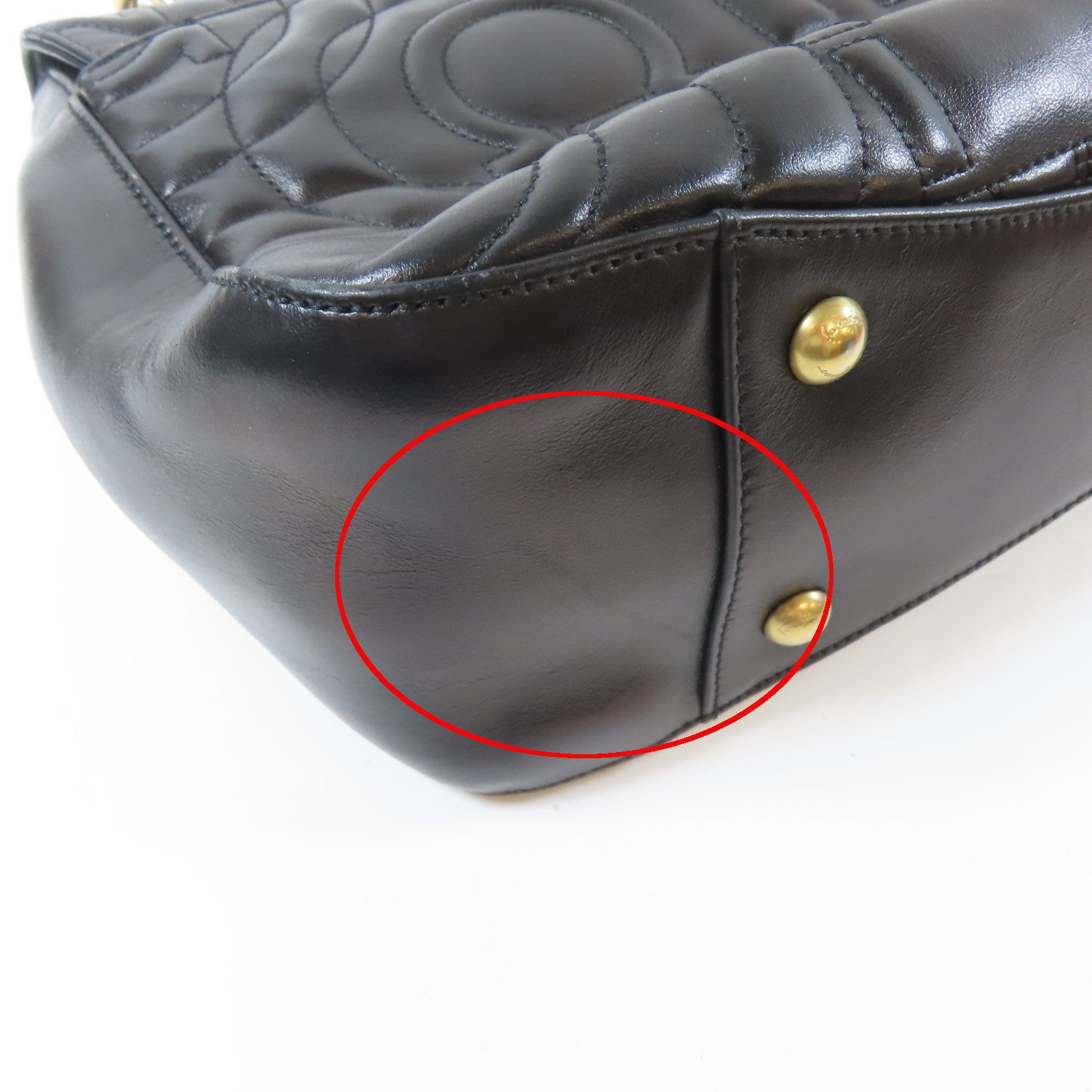 Salvatore Ferragamo 牛皮皮革2 Way Chain Shoulder Bag金扣鏈帶手挽肩背兩用袋黑色