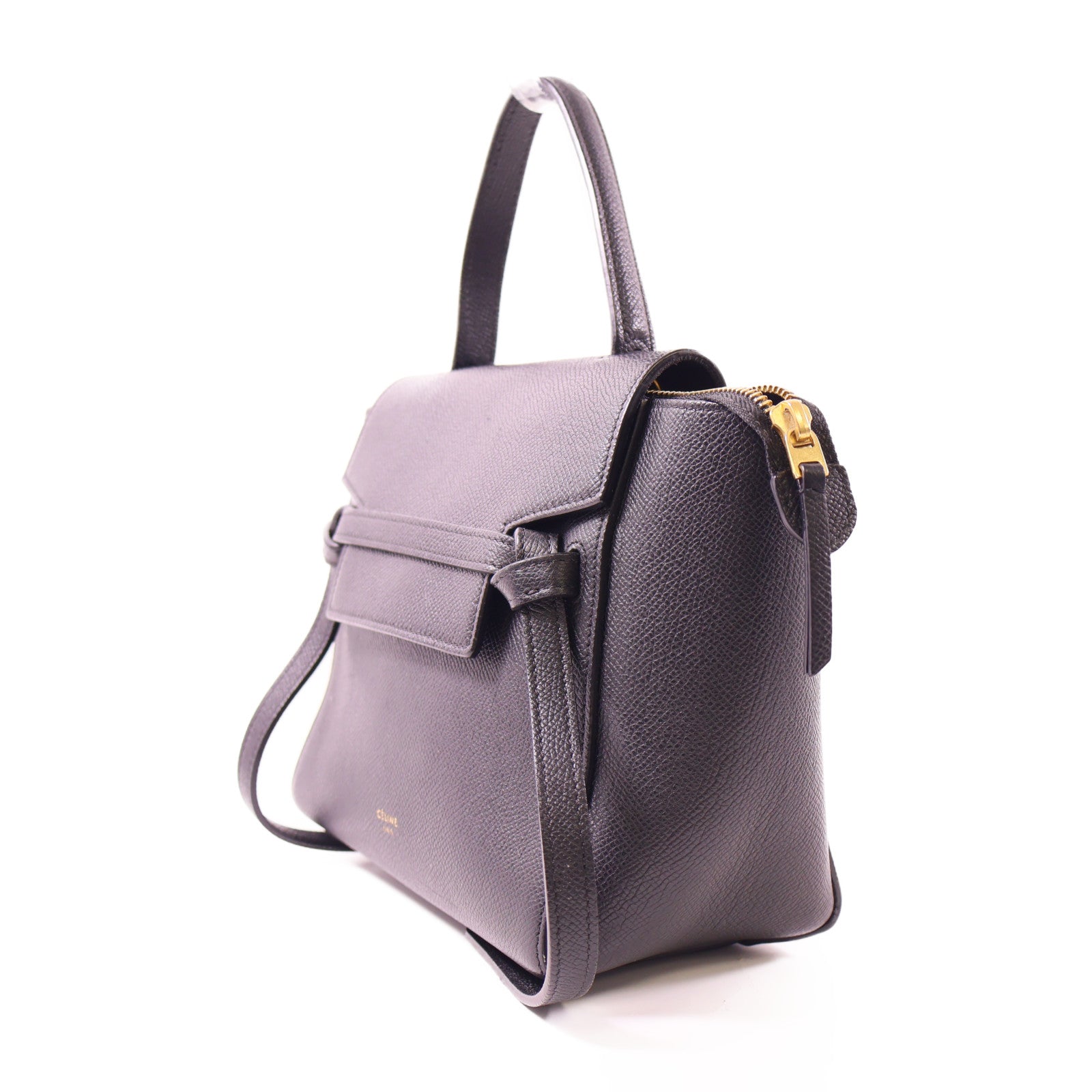 CELINE 牛皮皮革Belt Bag金扣手挽肩背兩用袋黑色