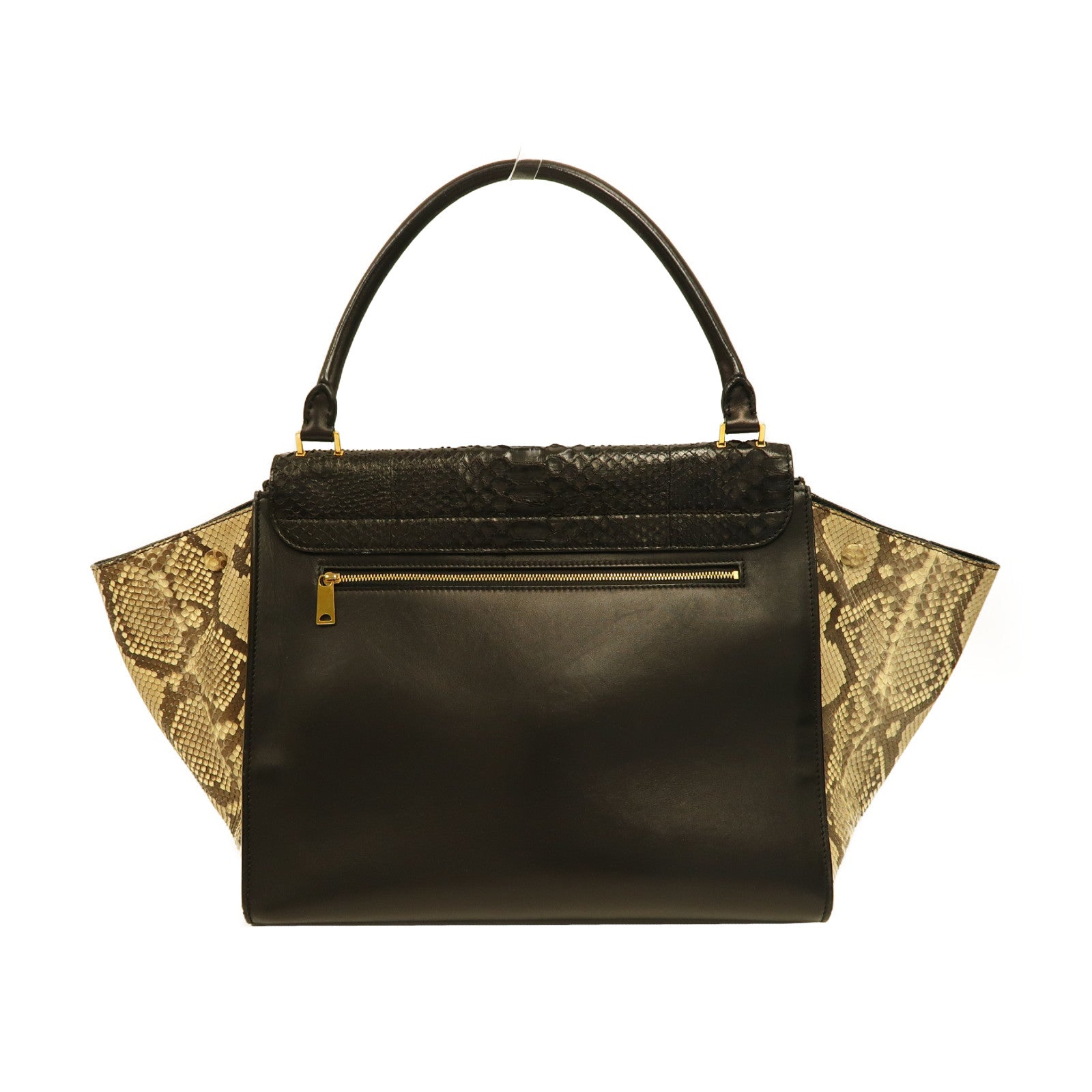 CELINE 牛皮/蛇皮皮革Trapeze Large金扣手挽袋黑色/啡色