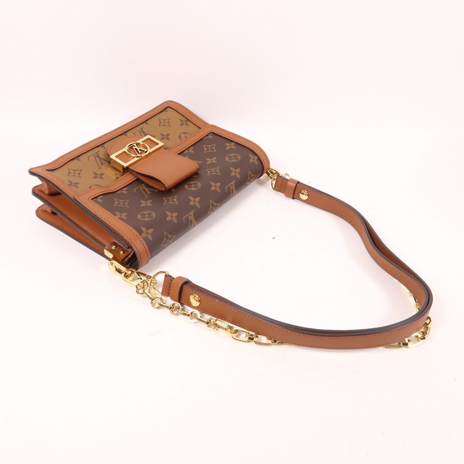 LOUIS VUITTON【激減優惠】 Monogram/Monogram Reverse Dauphine MM金扣手挽肩背兩用袋棕色