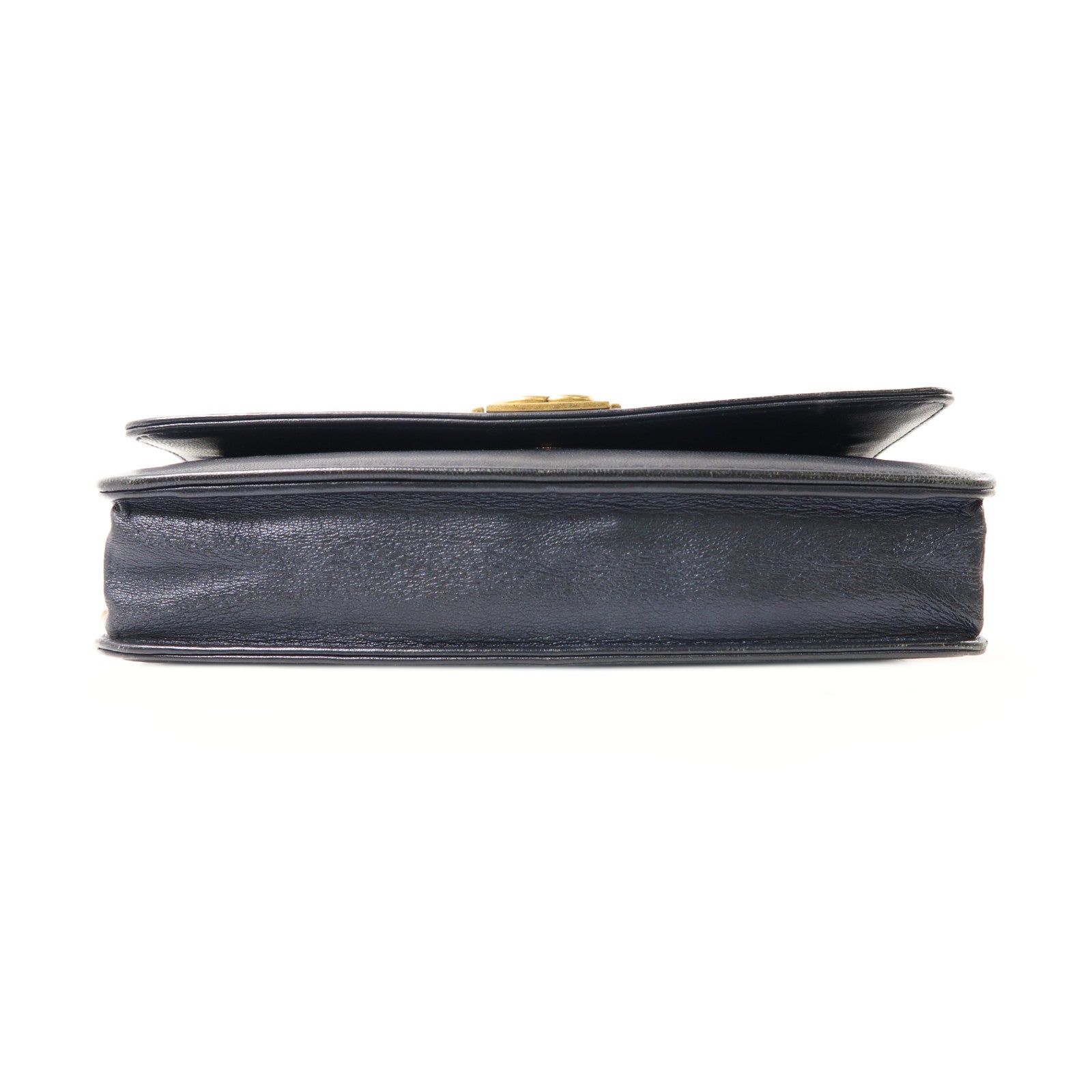 CHANEL 羊皮皮革WOC Wallet On Chain金扣鏈帶肩背袋深藍色/綠色