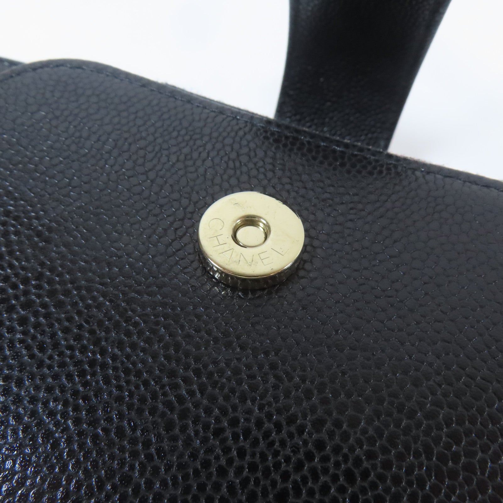 CHANEL 菱格Caviar皮革Business Affinity Phone Holder金扣鏈帶肩背袋黑色