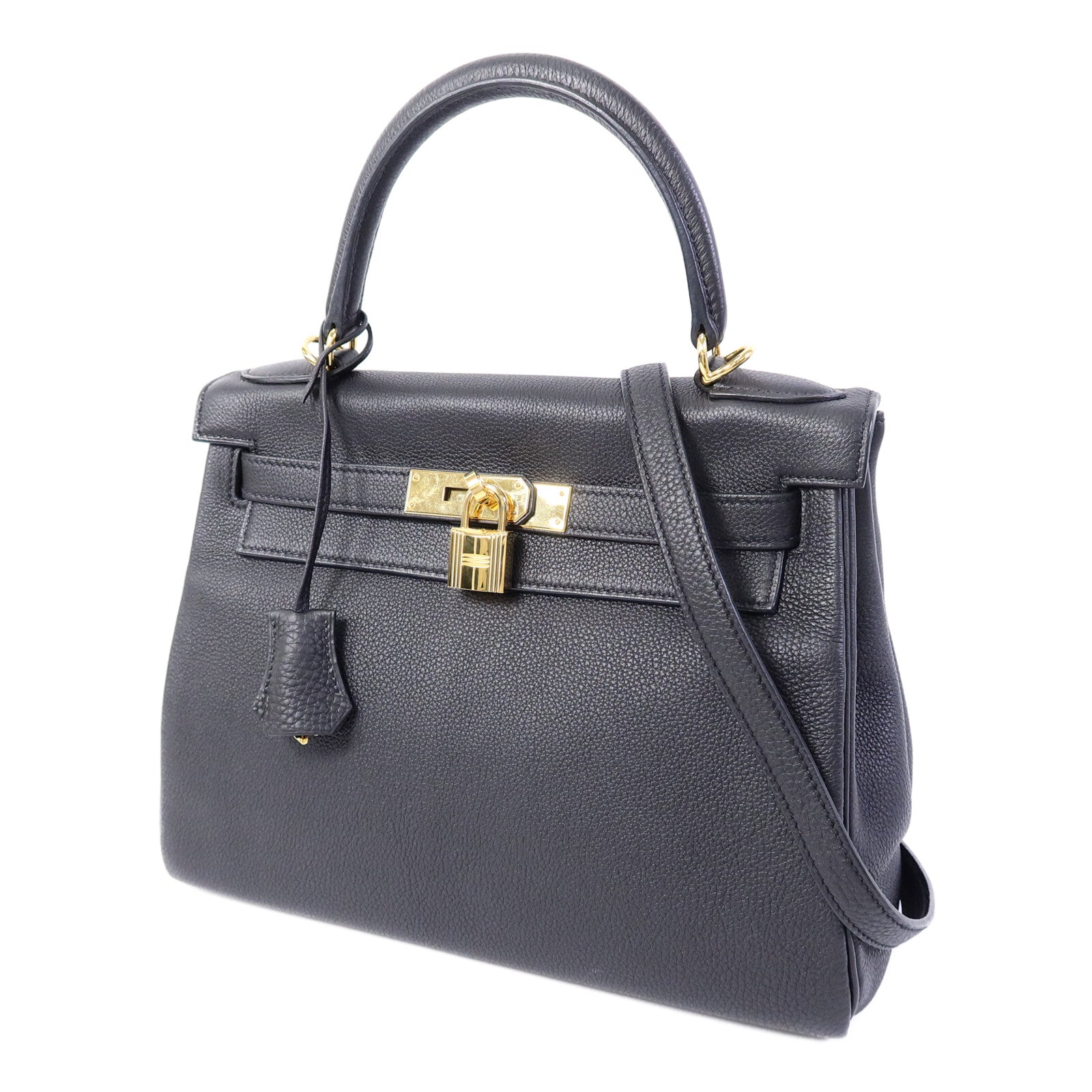 HERMES Togo皮革Kelly 28手挽肩背兩用袋Noir