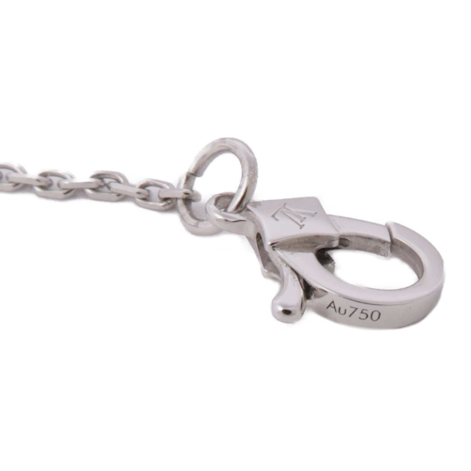 LOUIS VUITTON LV Diamond Double Pendant Necklace Q03000 18K White Gold