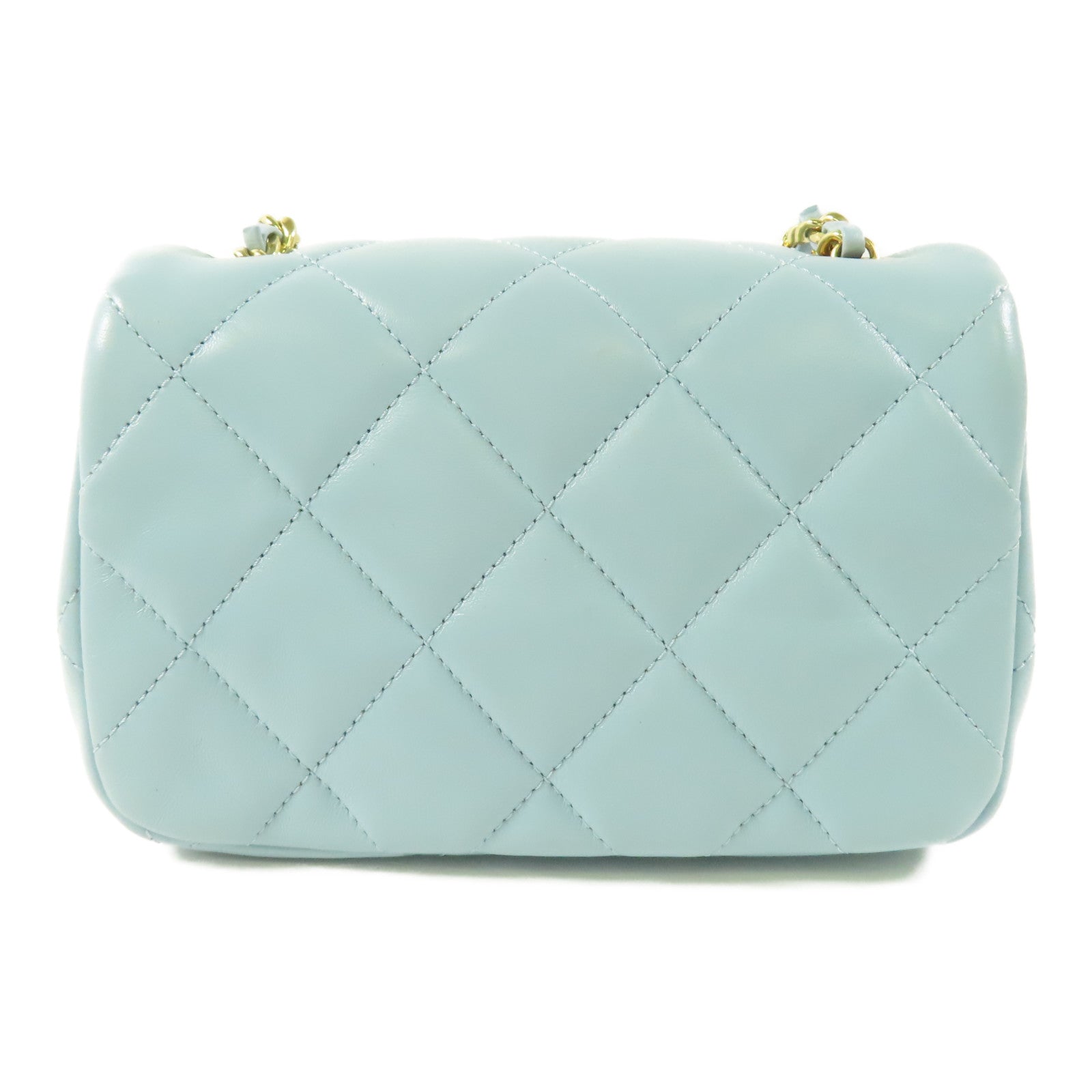 CHANEL 羊皮皮革Mini Flap Bag金扣鏈帶肩背袋