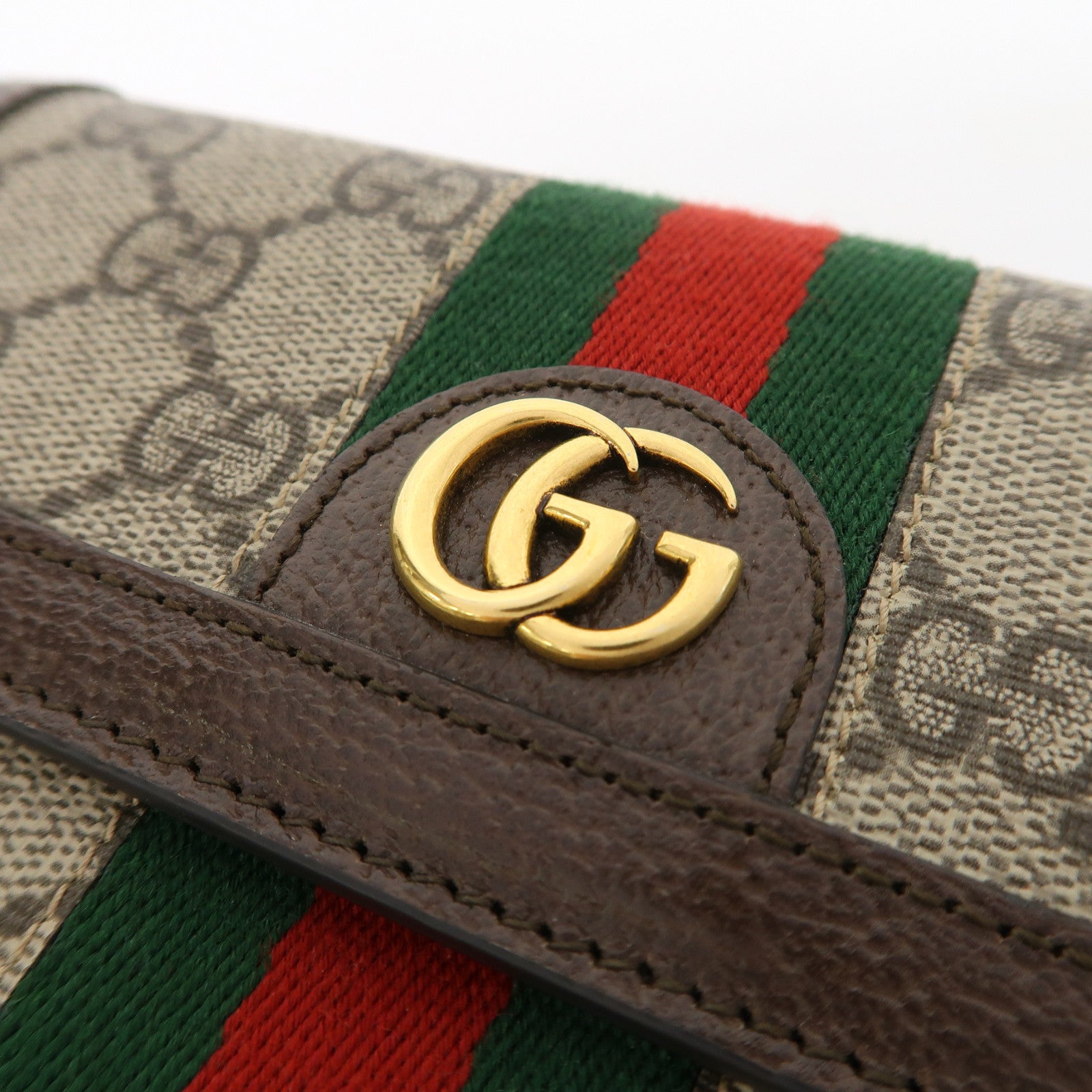 GUCCI 塗層帆布Ophidia金扣肩背袋啡色
