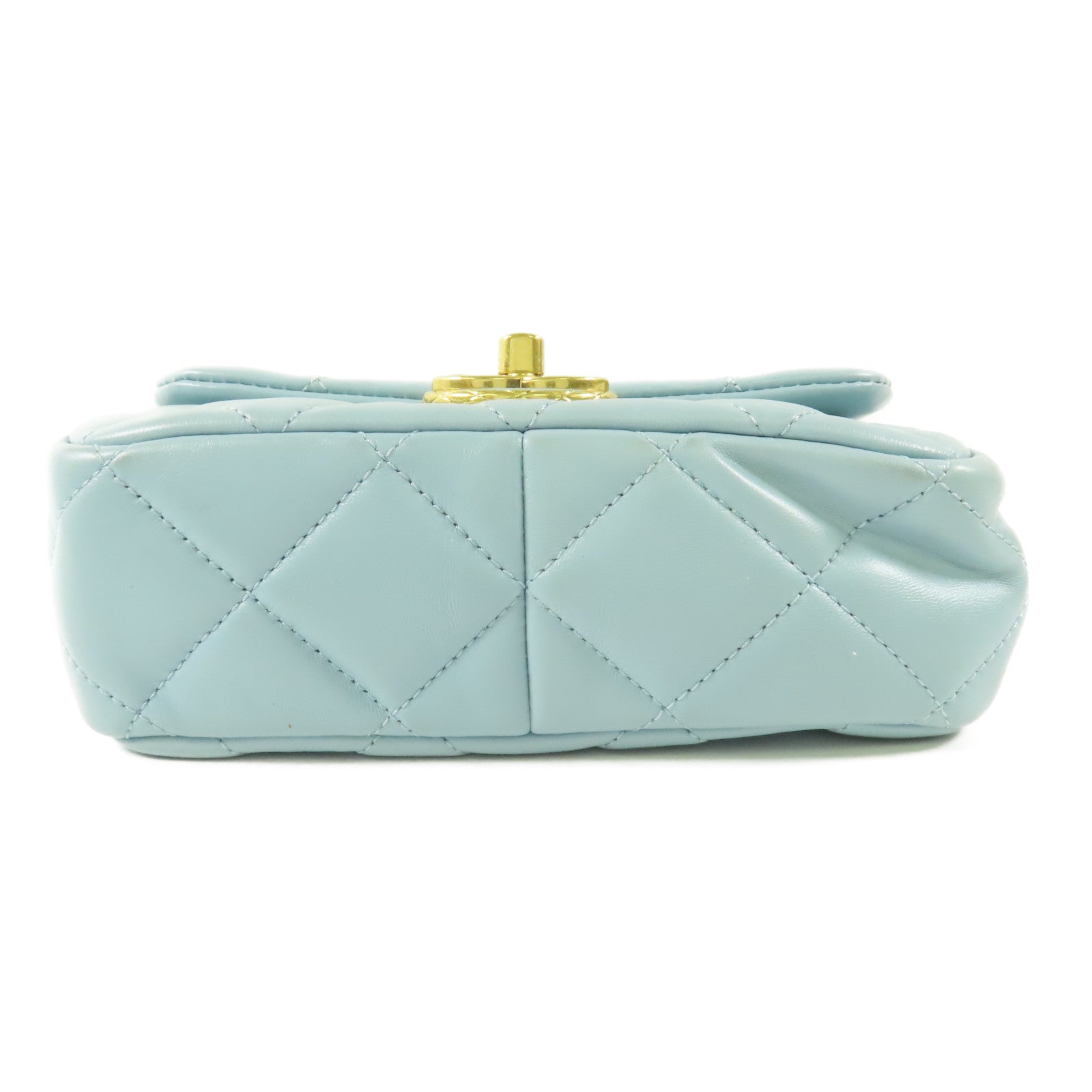 CHANEL CC GHW Mini Flap Bag Chain Shoulder Bag AS3473 Lambskin Leather Blue