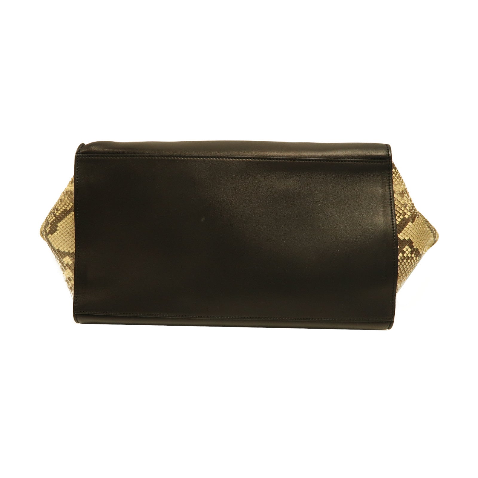 CELINE 牛皮/蛇皮皮革Trapeze Large金扣手挽袋黑色/啡色